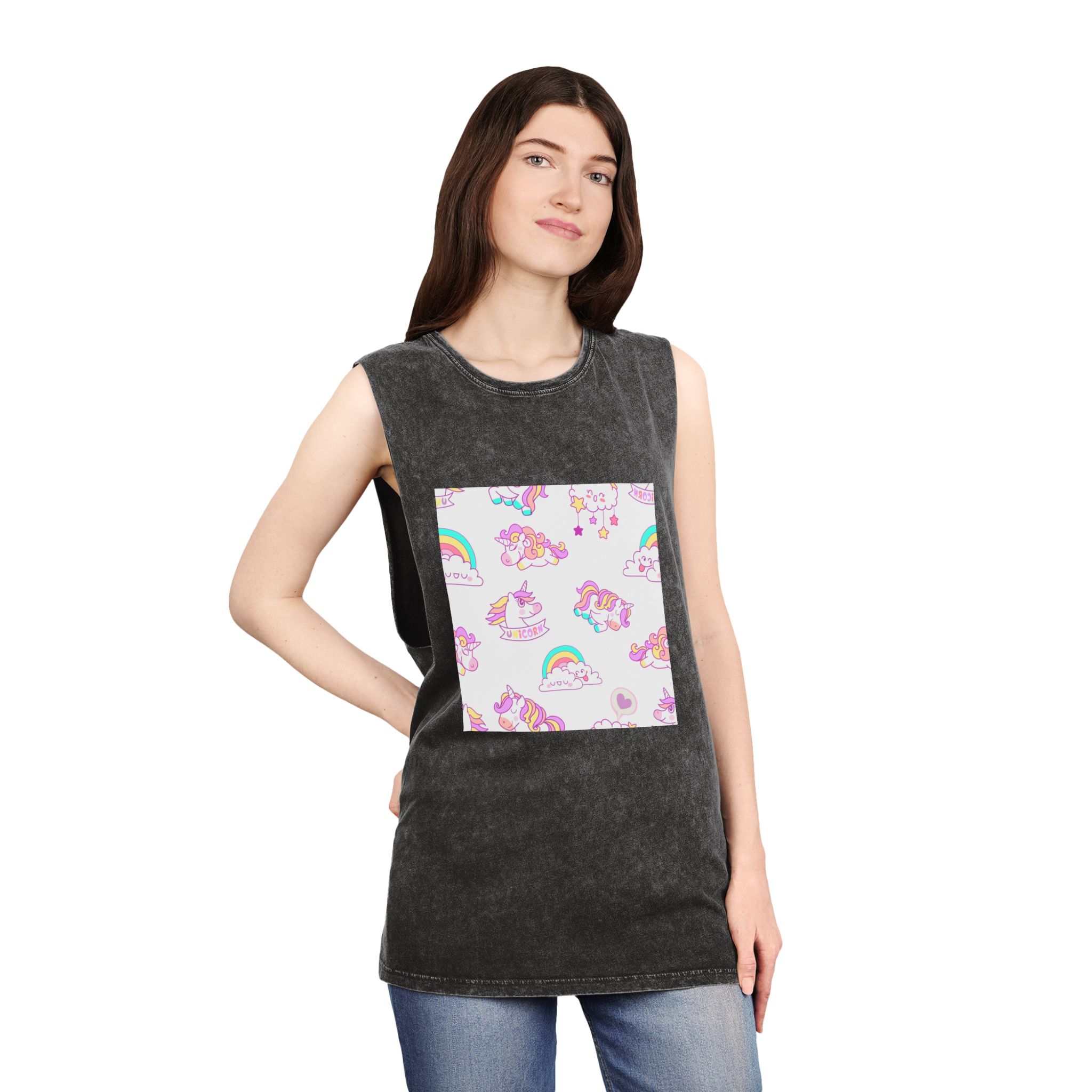 Seamless Unicorn Unisex Stonewash Tank Top - Image 4