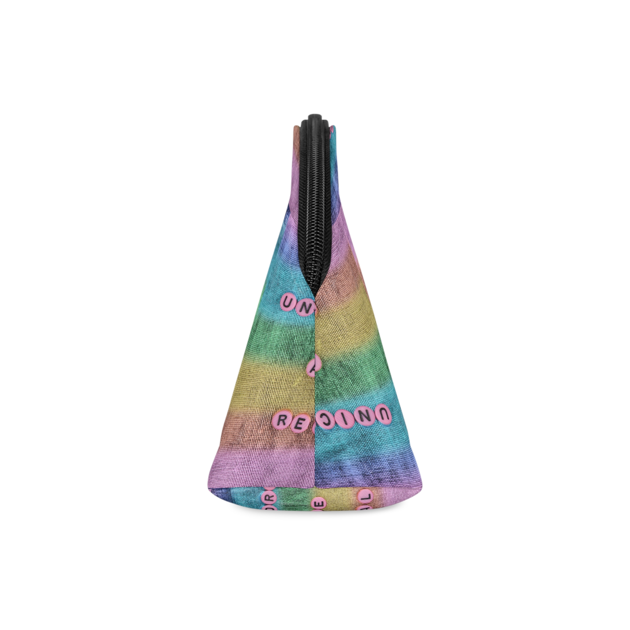 Pink Unicorns Are Real Beads Message Typography Makeup Bag - Image 4