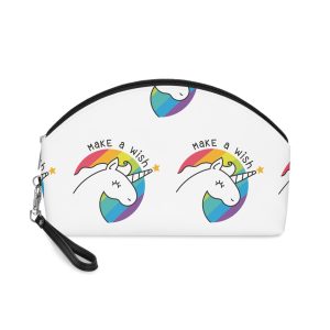 Make Wish Unicorn Rainbow Vector Illustration Makeup Bag