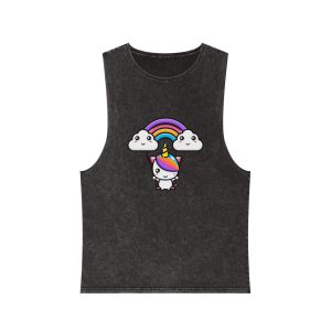 Cute Unicorn Mascot Design (3) Unisex Stonewash Tank Top