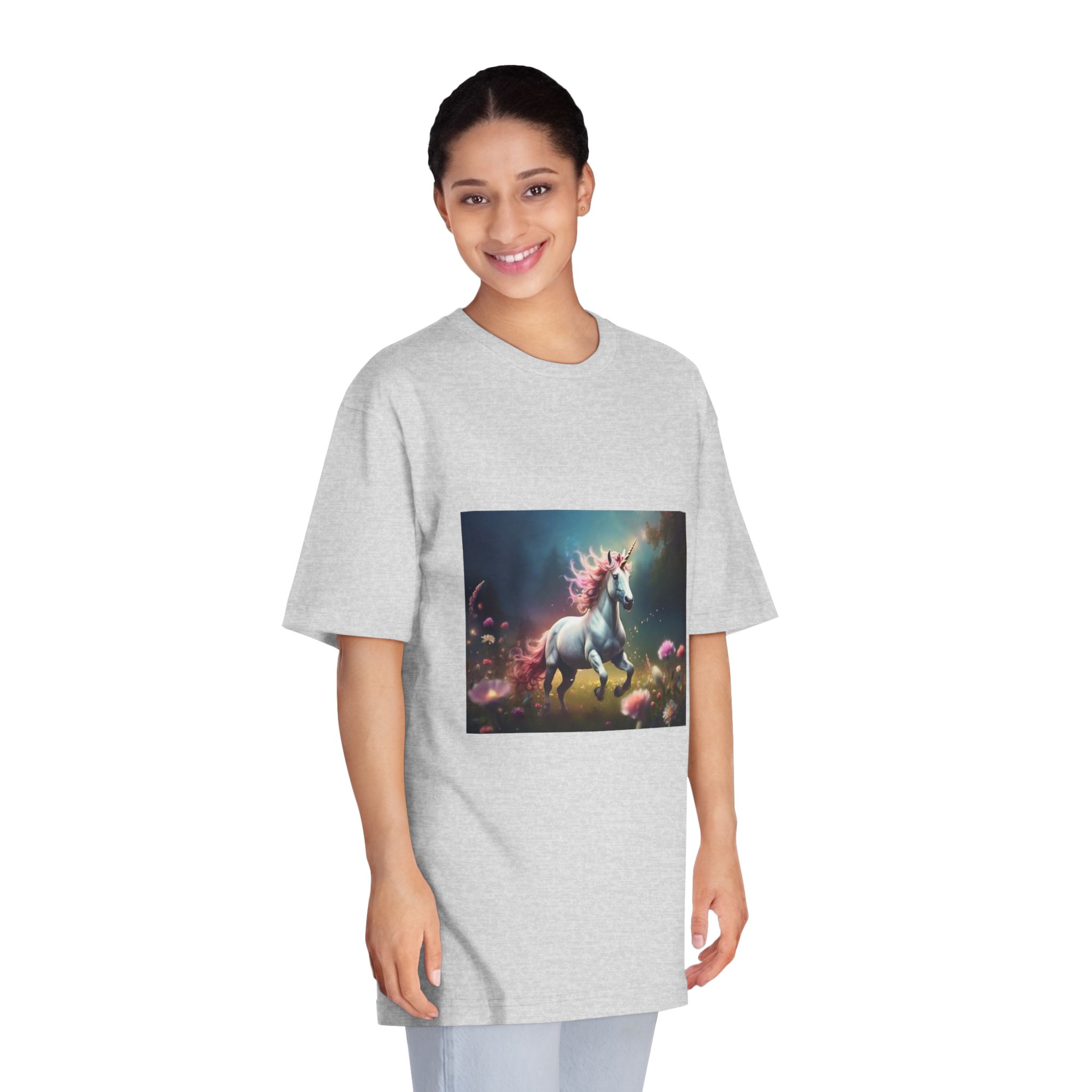 Beautiful Unicorn Running Magical Meadow Unicorn Background Images Whimsical Unicorn (22) Unisex Classic Crewneck T Shirt - Image 15