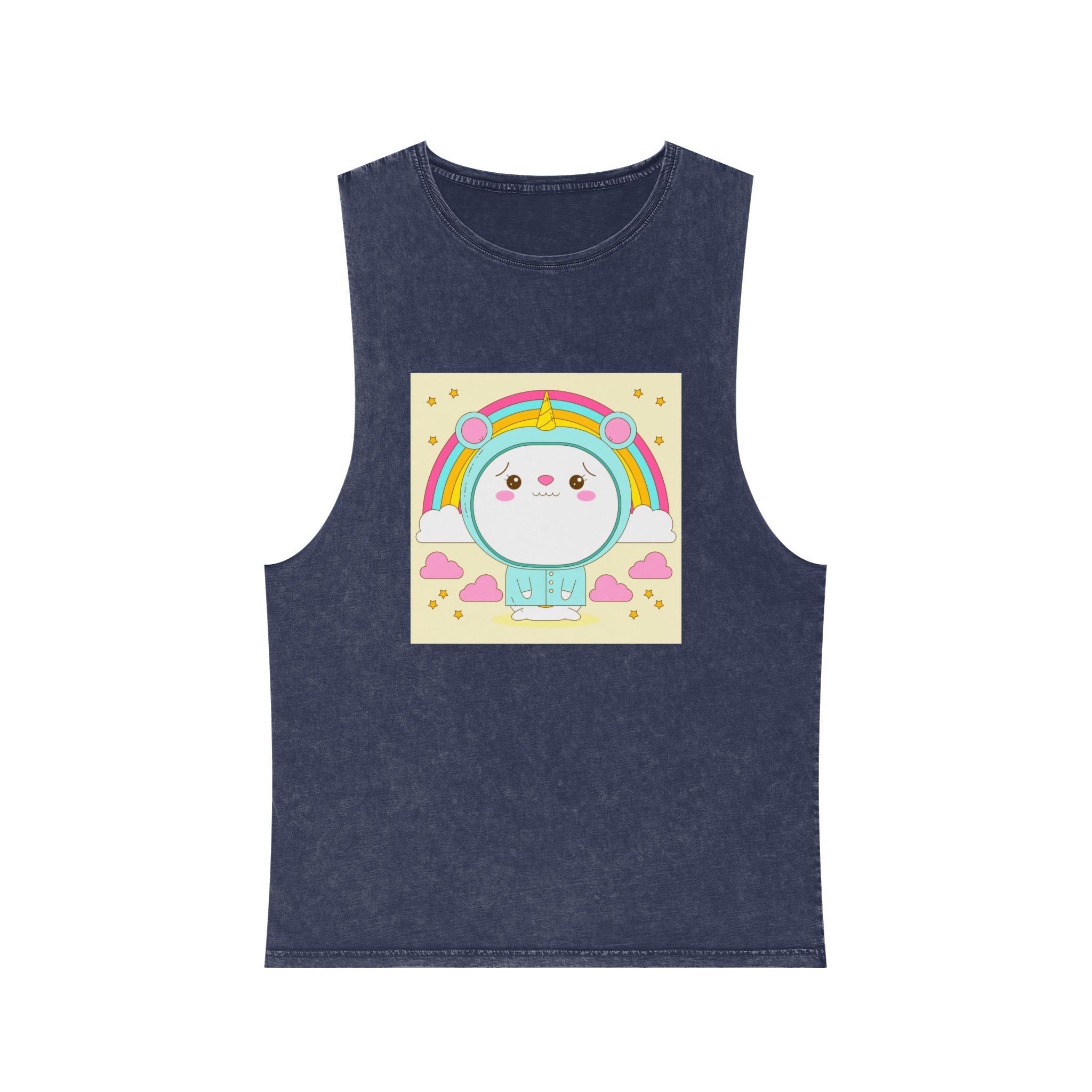 Hand Drawn Kawaii Animal Unisex Stonewash Tank Top - Image 13