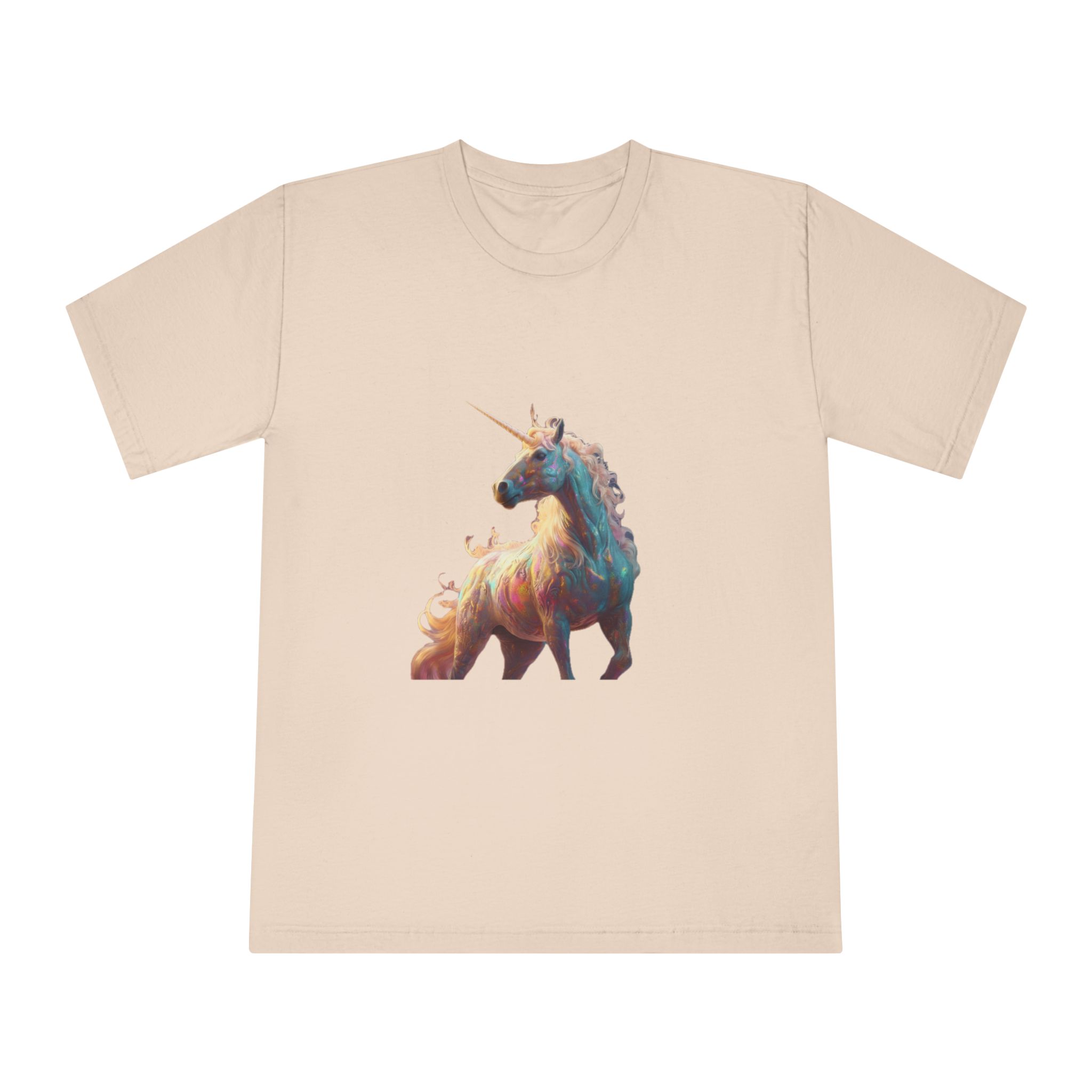 Unicorn With Long Mane Colorful Mane Standing Hill Generative Ai Unisex Classic Crewneck T Shirt - Image 9