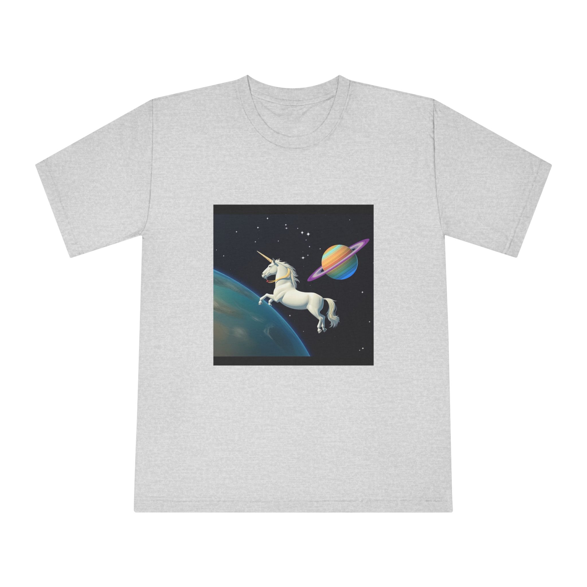Picture White Unicorn With Rainbow It Unisex Classic Crewneck T Shirt - Image 13