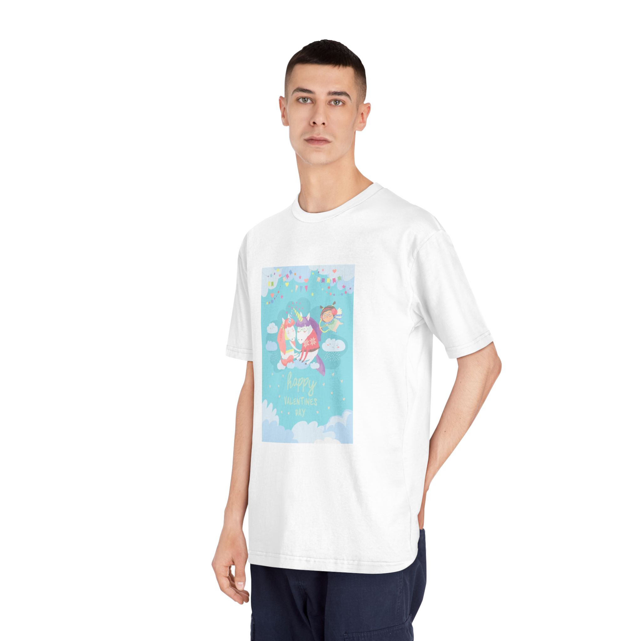 Cute Card With Fairy Unicorns Love Unisex Classic Crewneck T Shirt - Image 4