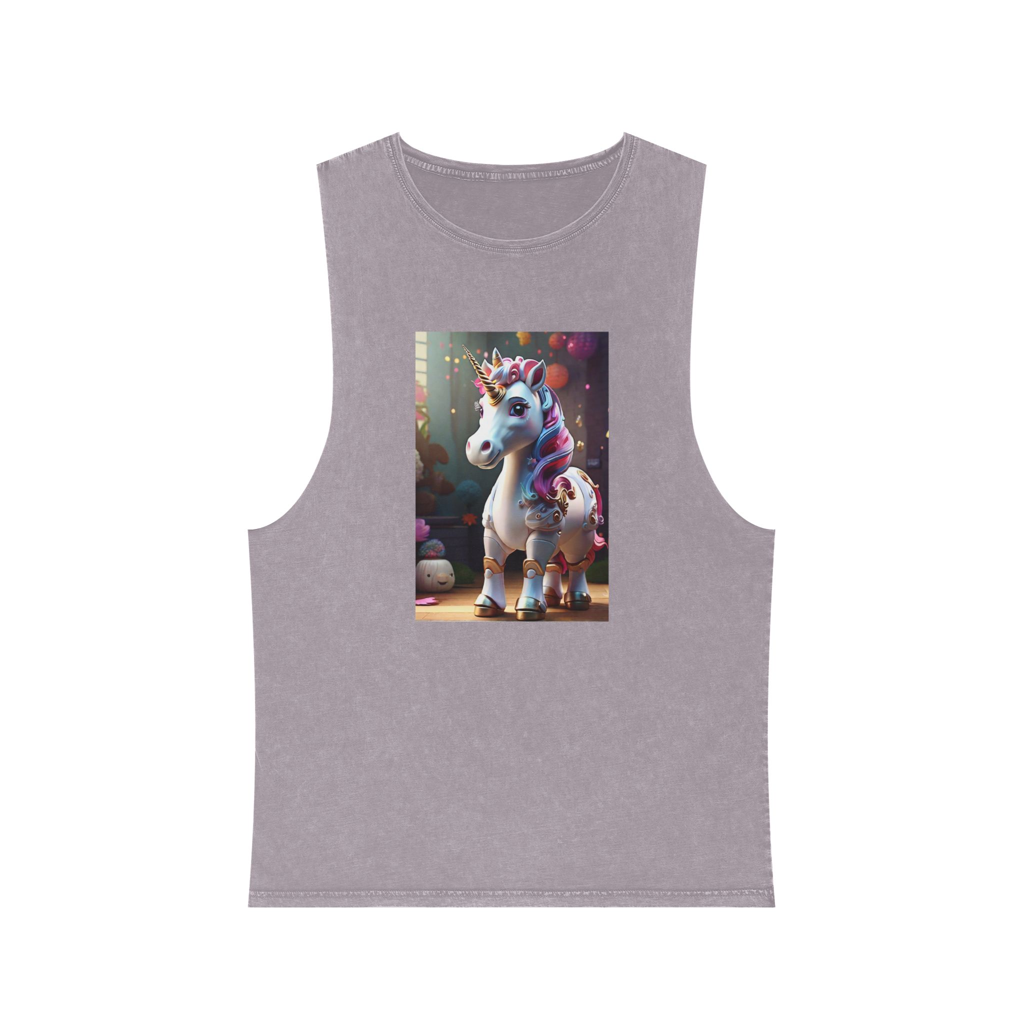 Animated Unicorn Children Generated By Ai (18) Unisex Stonewash Tank Top - Image 17