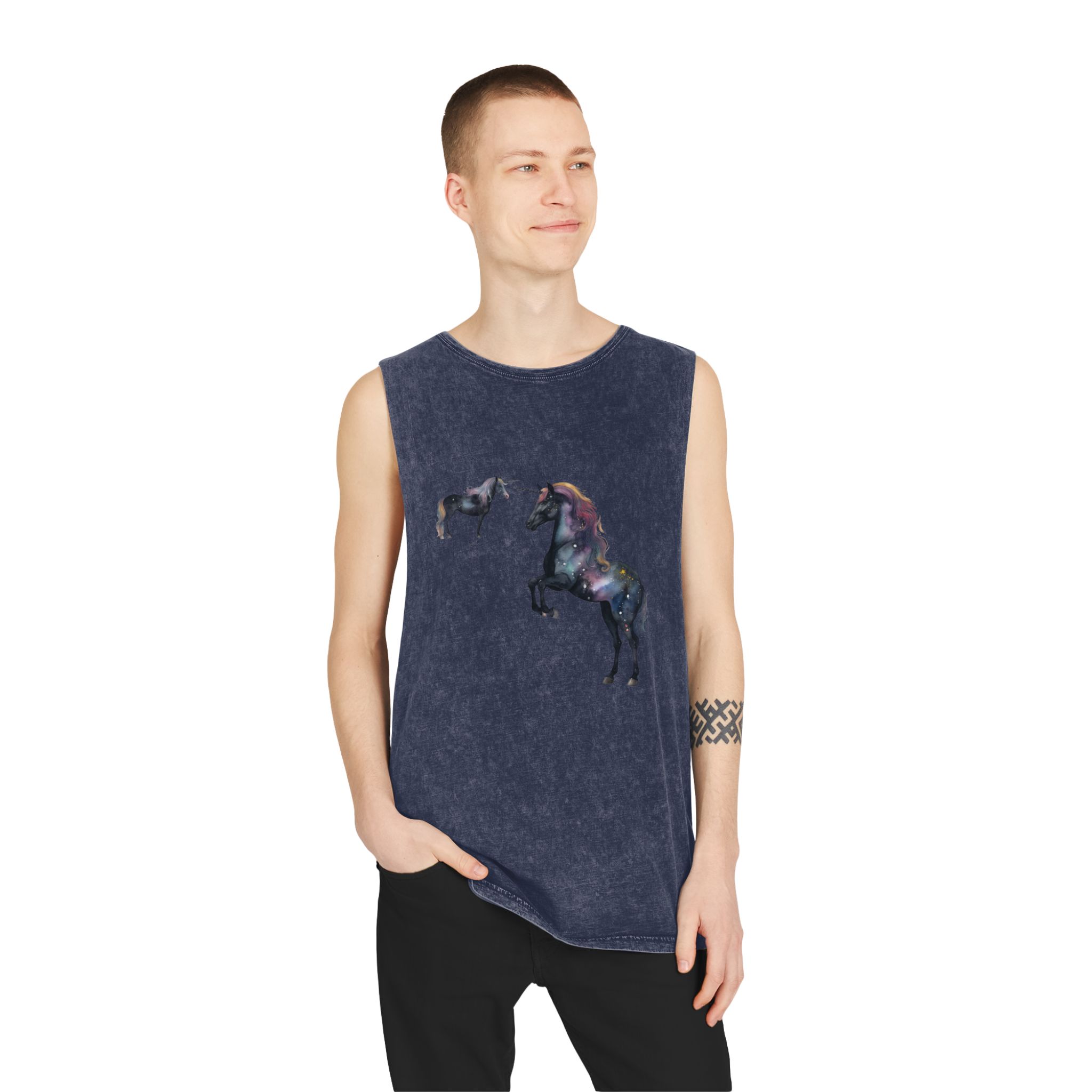 There Are Lot Different Unicorns That Are Painted Watercolor Generative Ai Unisex Stonewash Tank Top - Image 15