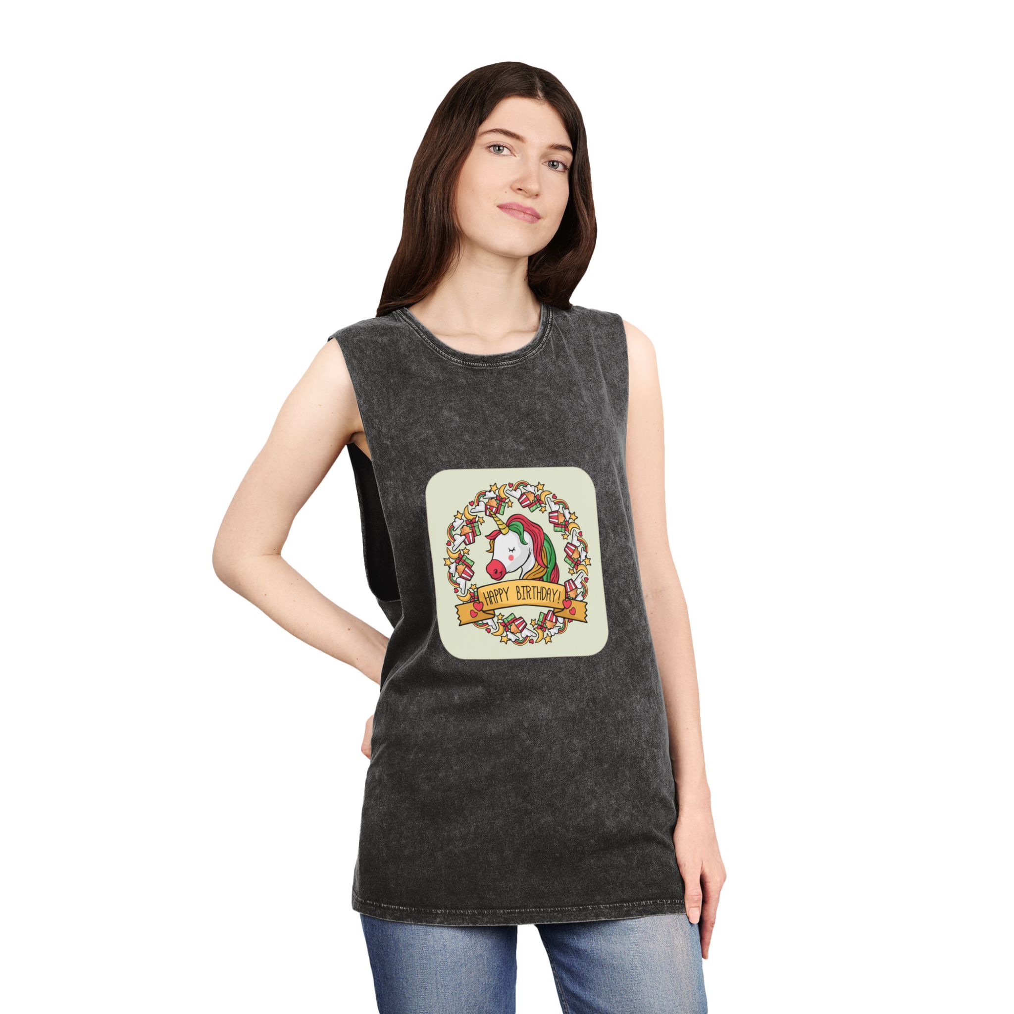 Unicorn V101 Unisex Stonewash Tank Top - Image 4