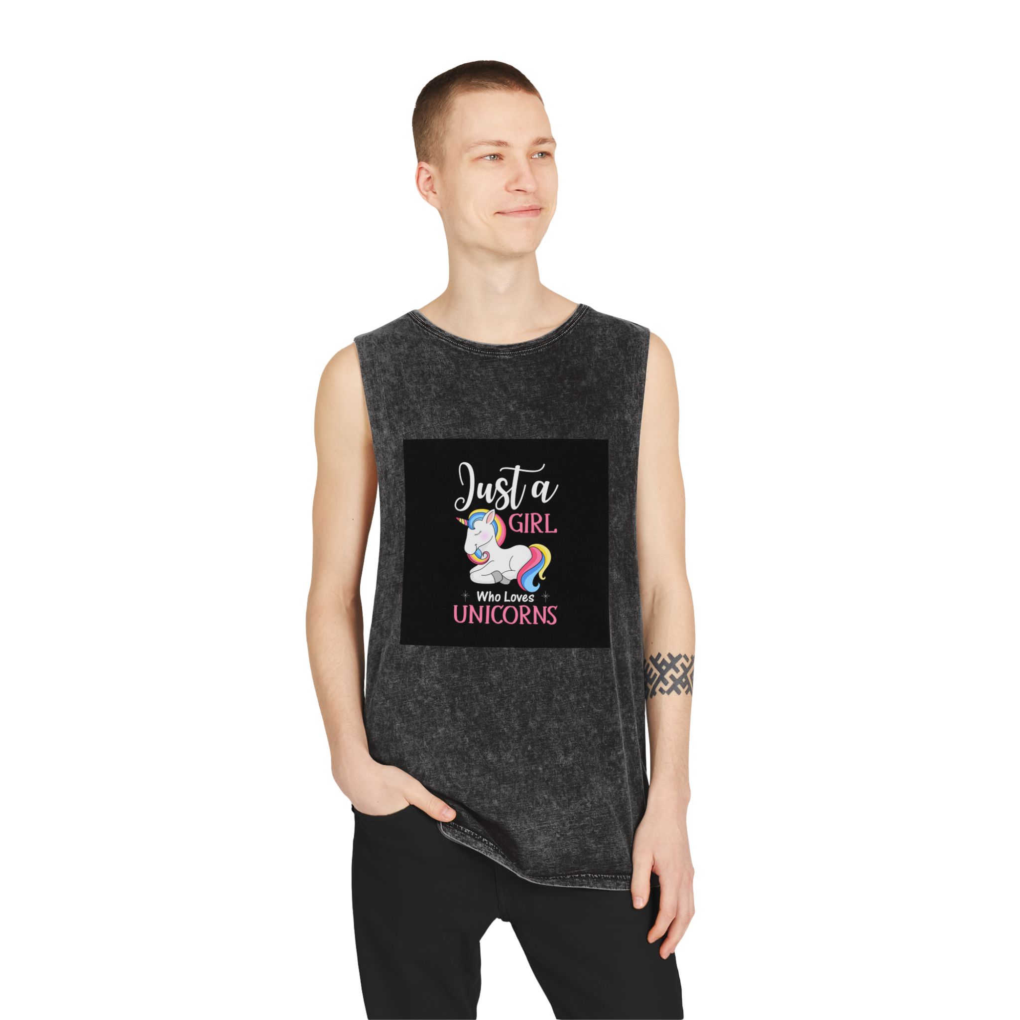 Unicorn 10 Unisex Stonewash Tank Top - Image 3