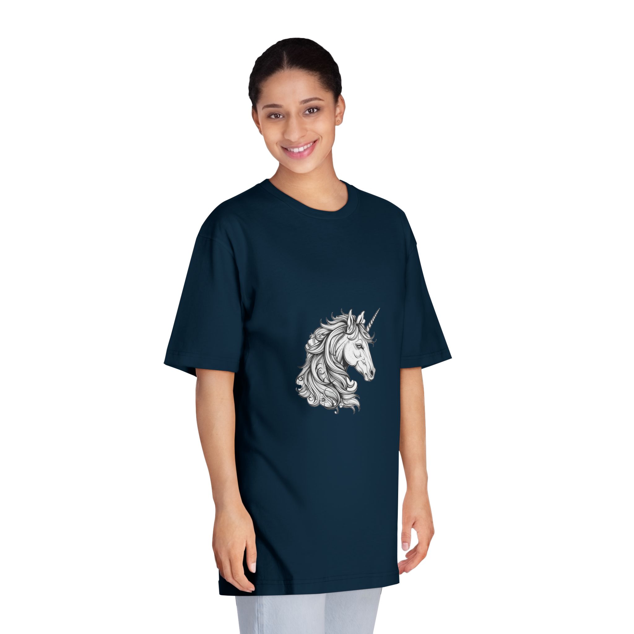 Cute Unicorn Animation Line Drawing Black White Create Greeting Cards Coloring Books Po Copy Unisex Classic Crewneck T Shirt - Image 19