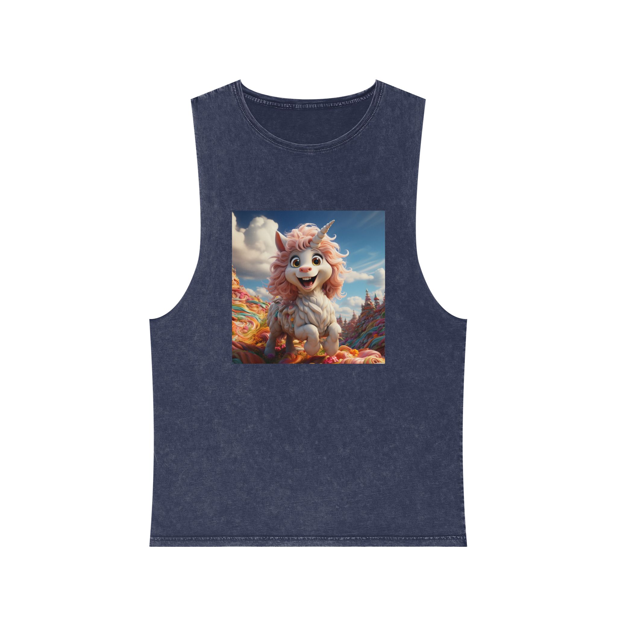 There Is Cartoon Unicorn That Is Standing Field Candy Generative Ai Unisex Stonewash Tank Top - Image 13