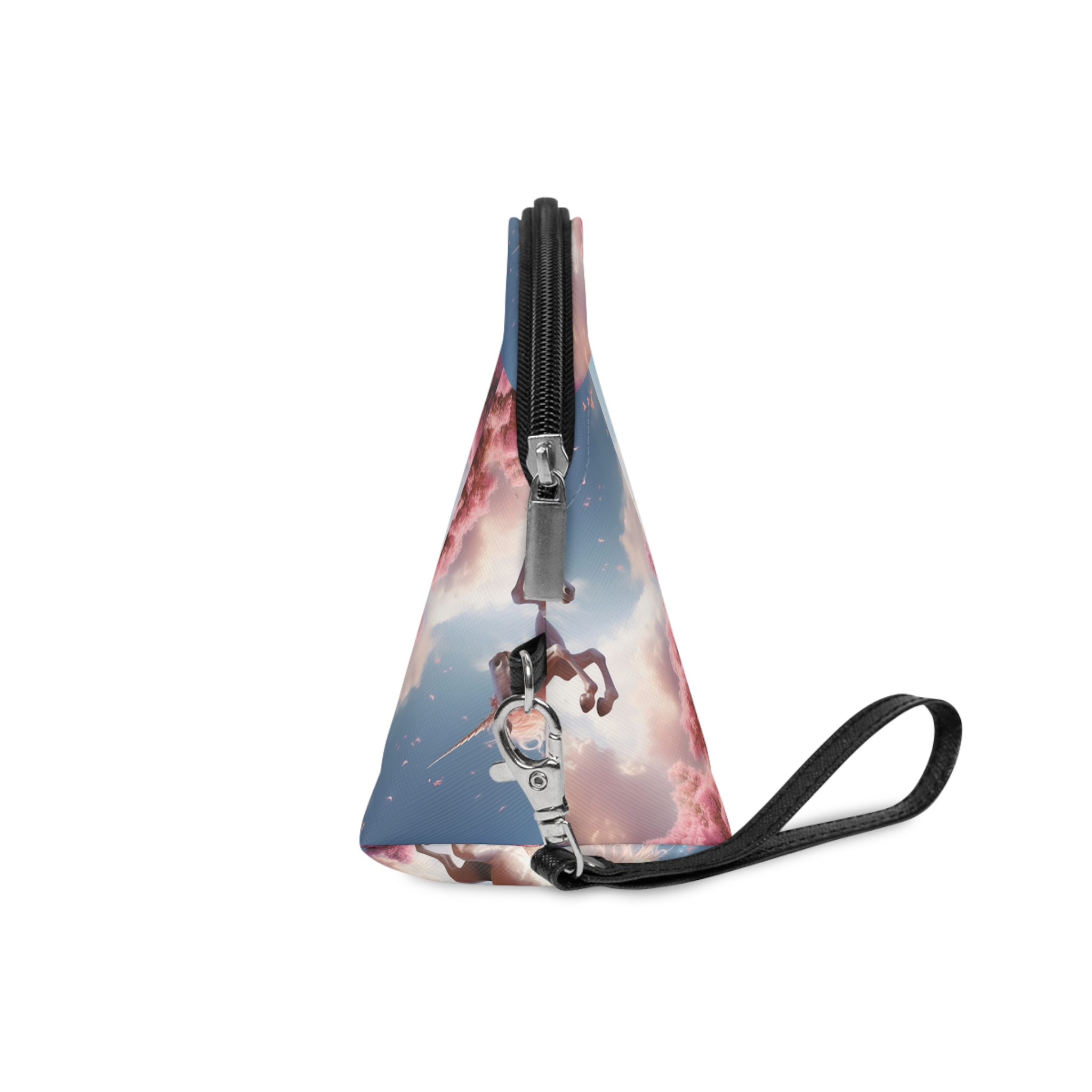 Unicorn With Pink Mane Flying Through Sky With Pink Trees Generative Ai Makeup Bag - Image 3