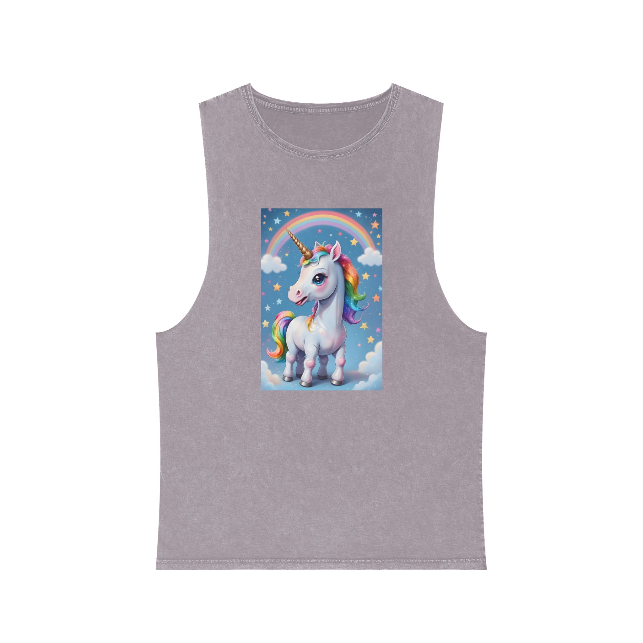 Happy Unicorn Background Sky Rainbow Copy Unisex Stonewash Tank Top - Image 17