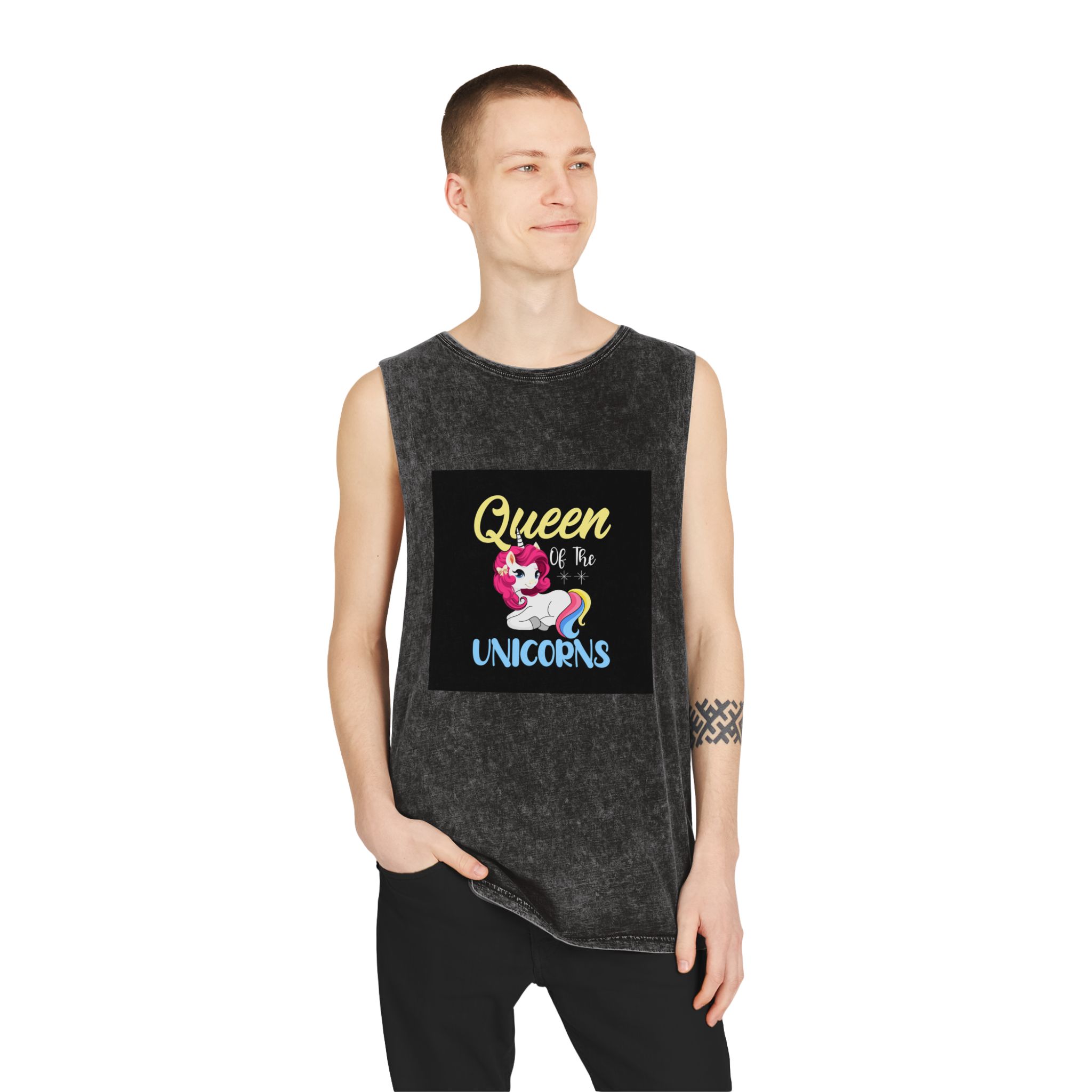 Unicorn 19 Unisex Stonewash Tank Top - Image 3