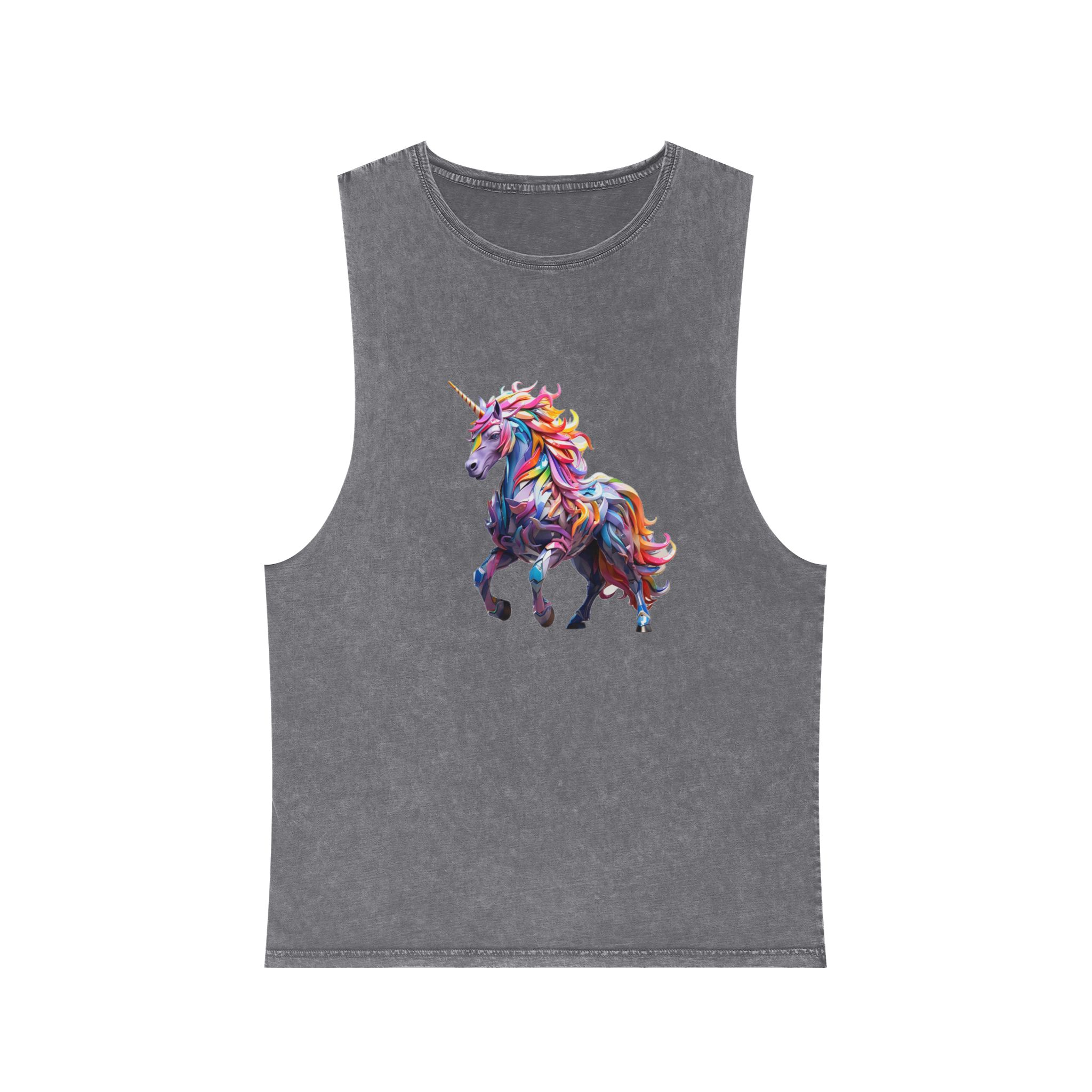Colorful 3d Mythical Unicorn (4) Unisex Stonewash Tank Top - Image 9