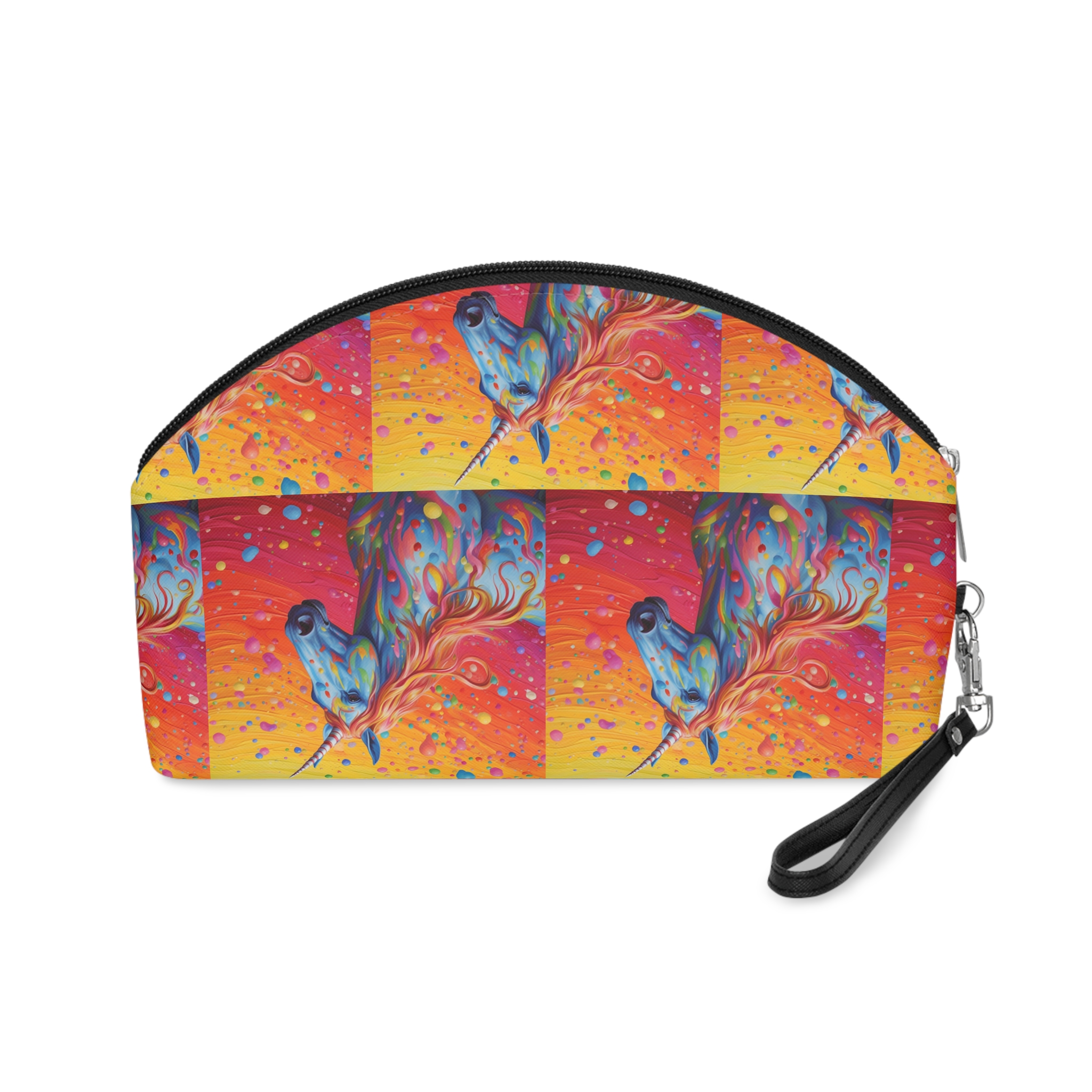 Painting Unicorn With Colorful Mane Rainbow Mane Generative Ai Makeup Bag - Image 2