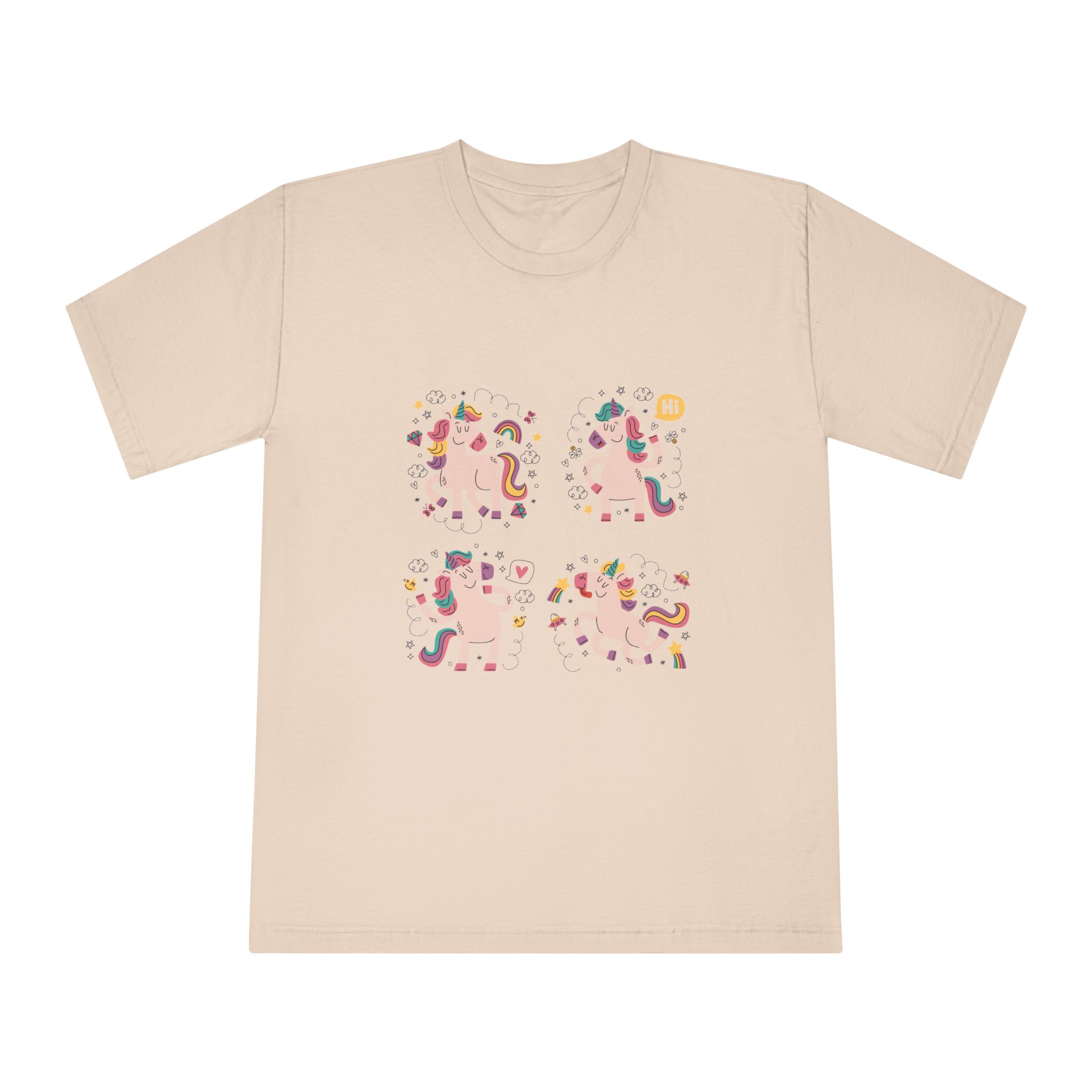 Doodle Hand Drawn Unicorn Stickers Unisex Classic Crewneck T Shirt - Image 9