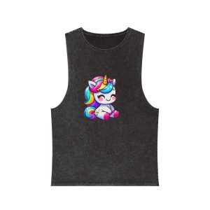 Unicorn Happy Daddys Girl Unisex Stonewash Tank Top