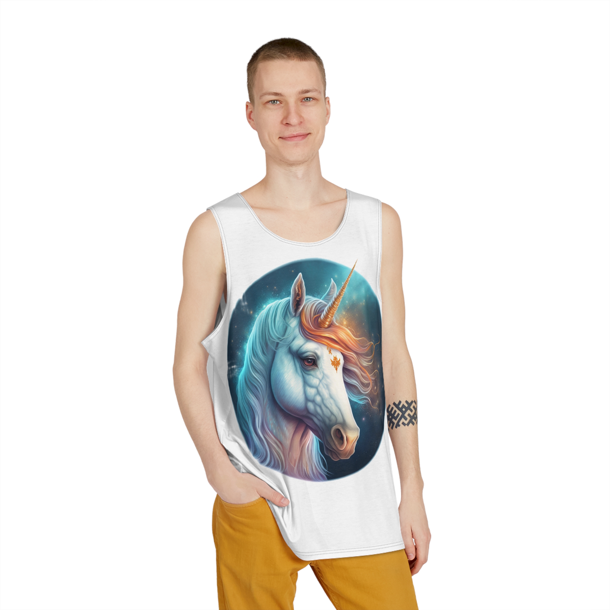 Adorable Colorful Unicorn Mens Tank Aop - Image 3