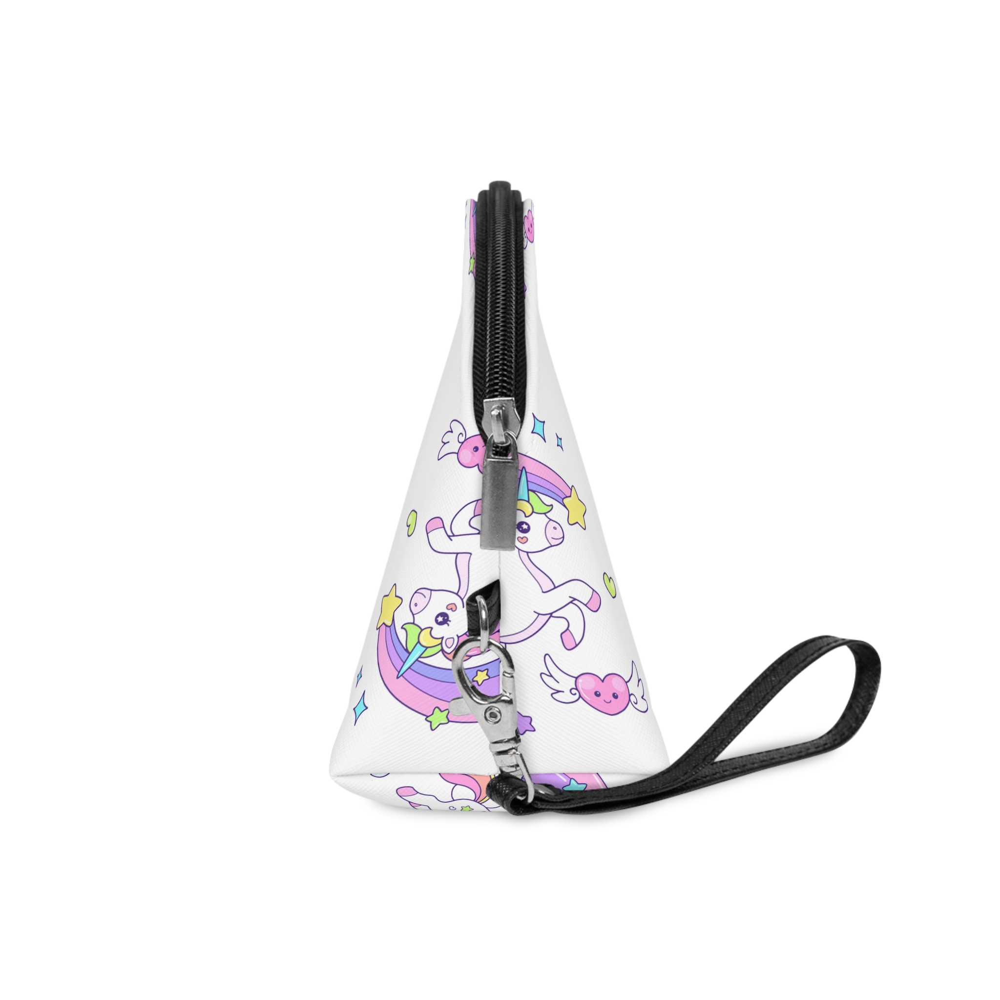 Cute Unicorn Flying Over the Rainbow Illustration Makeup Bag - Image 3