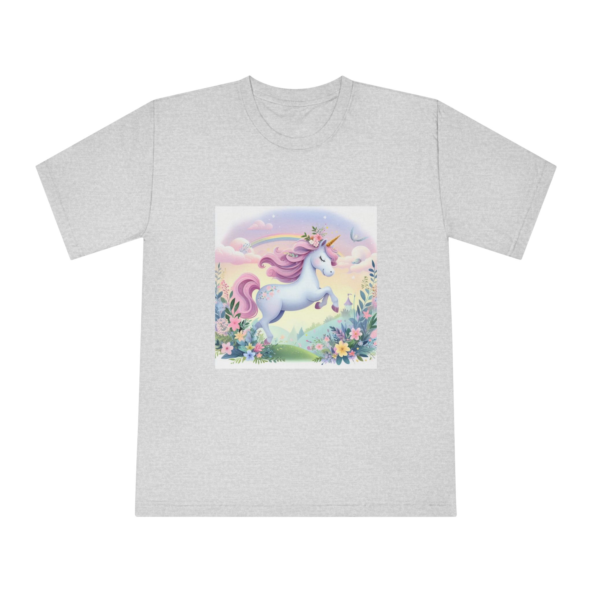 Beautiful Unicorn Running Magical Meadow Unicorn Background Images Whimsical Unicorn (11) Unisex Classic Crewneck T Shirt - Image 13