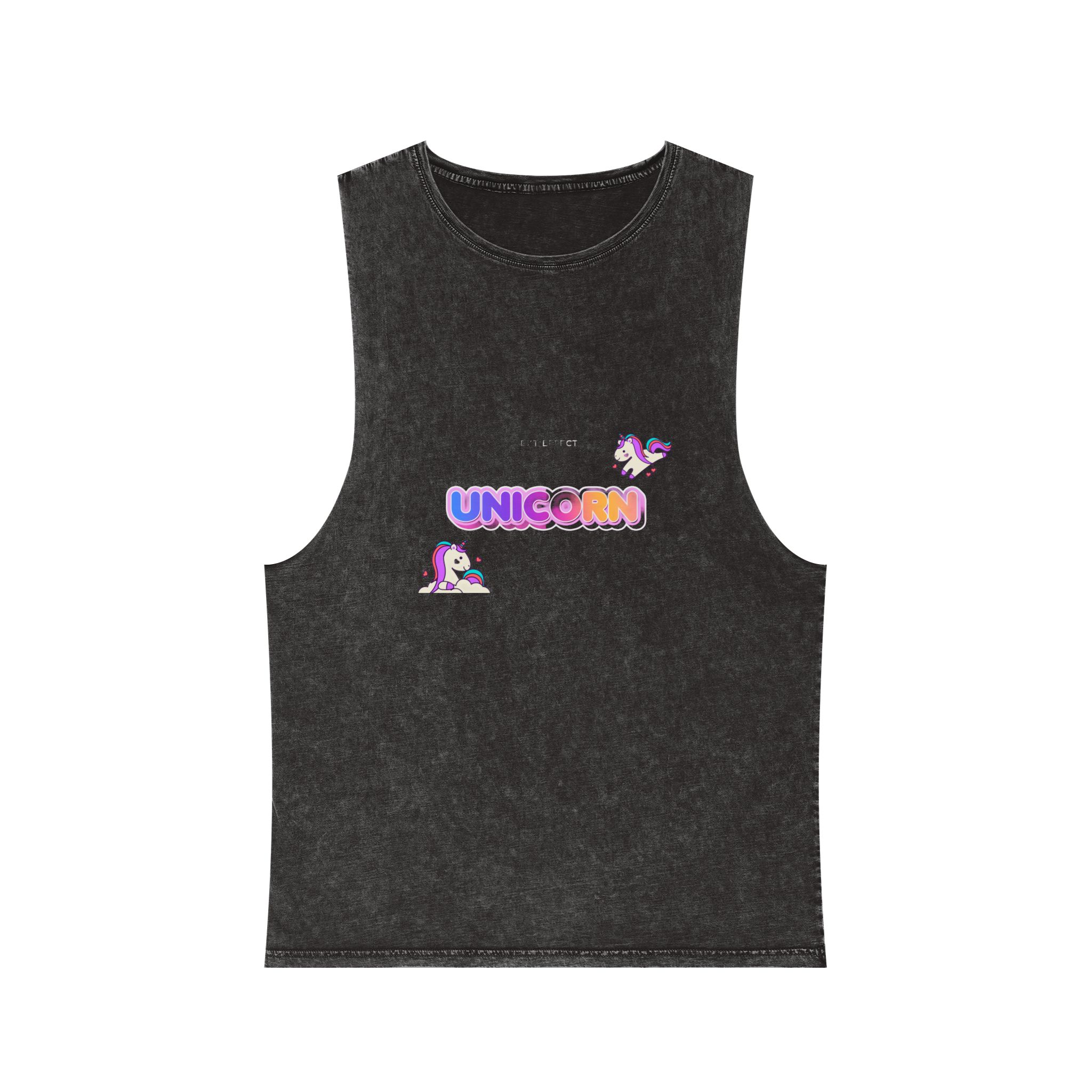 Unicorn Text Effect Unisex Stonewash Tank Top