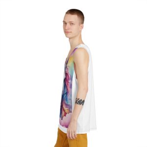 Rainbow Pastel Unicorn Candy Watercolor Background Social Media Template Etc Mens Tank Aop