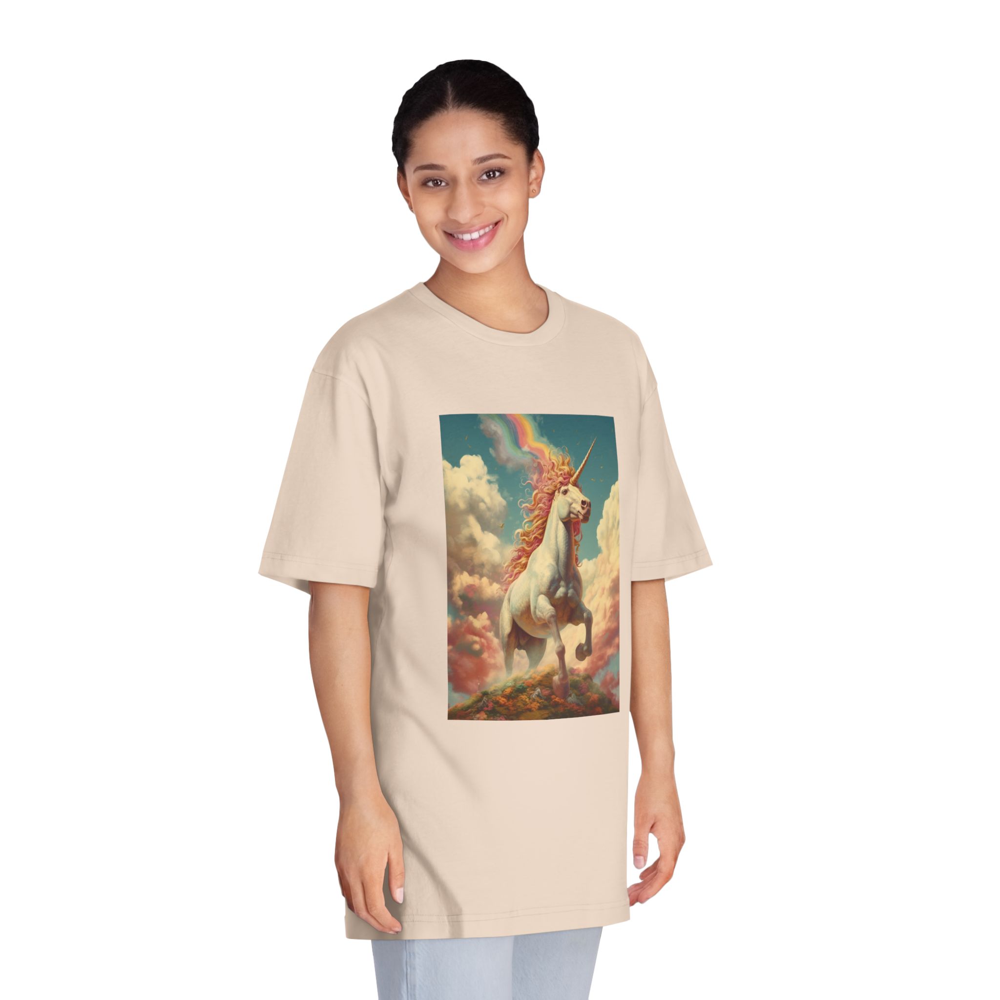 Painting Unicorn With Rainbow Sky Generative Ai Unisex Classic Crewneck T Shirt - Image 11