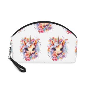 Cute Colorful Magic Unicorn With Flowers Watercolor Style (7) Makeup Bag