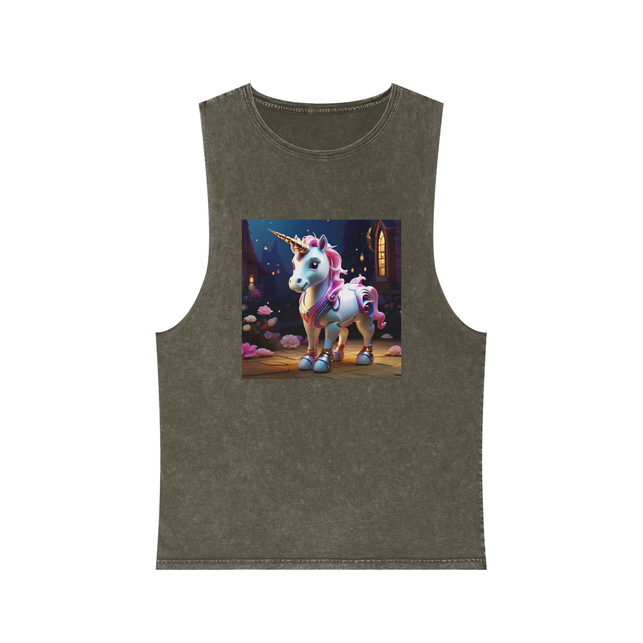 Animated Unicorn Children Generated By Ai (9) Unisex Stonewash Tank Top - Image 5