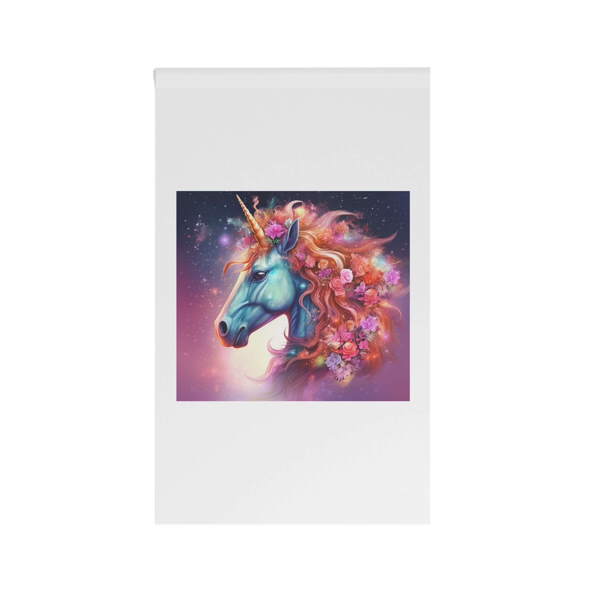Unicorn With Flowers Its Mane Star Background Generative Ai House Banner