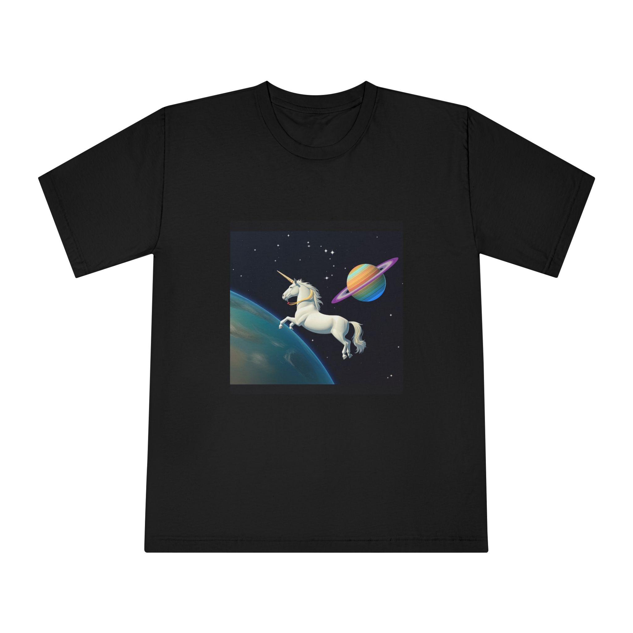 Picture White Unicorn With Rainbow It Unisex Classic Crewneck T Shirt - Image 5