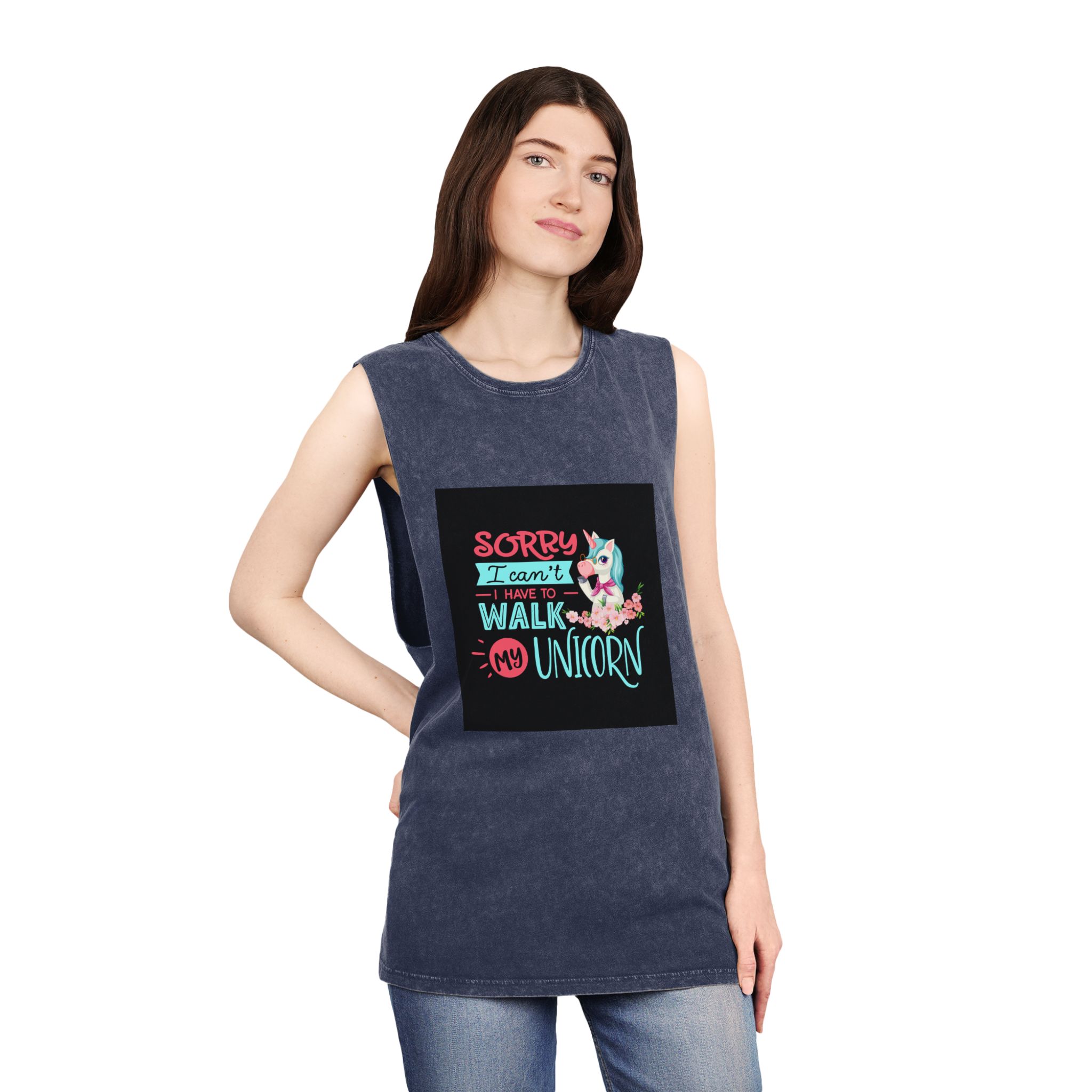 Unicorn Design 5 Unisex Stonewash Tank Top - Image 16