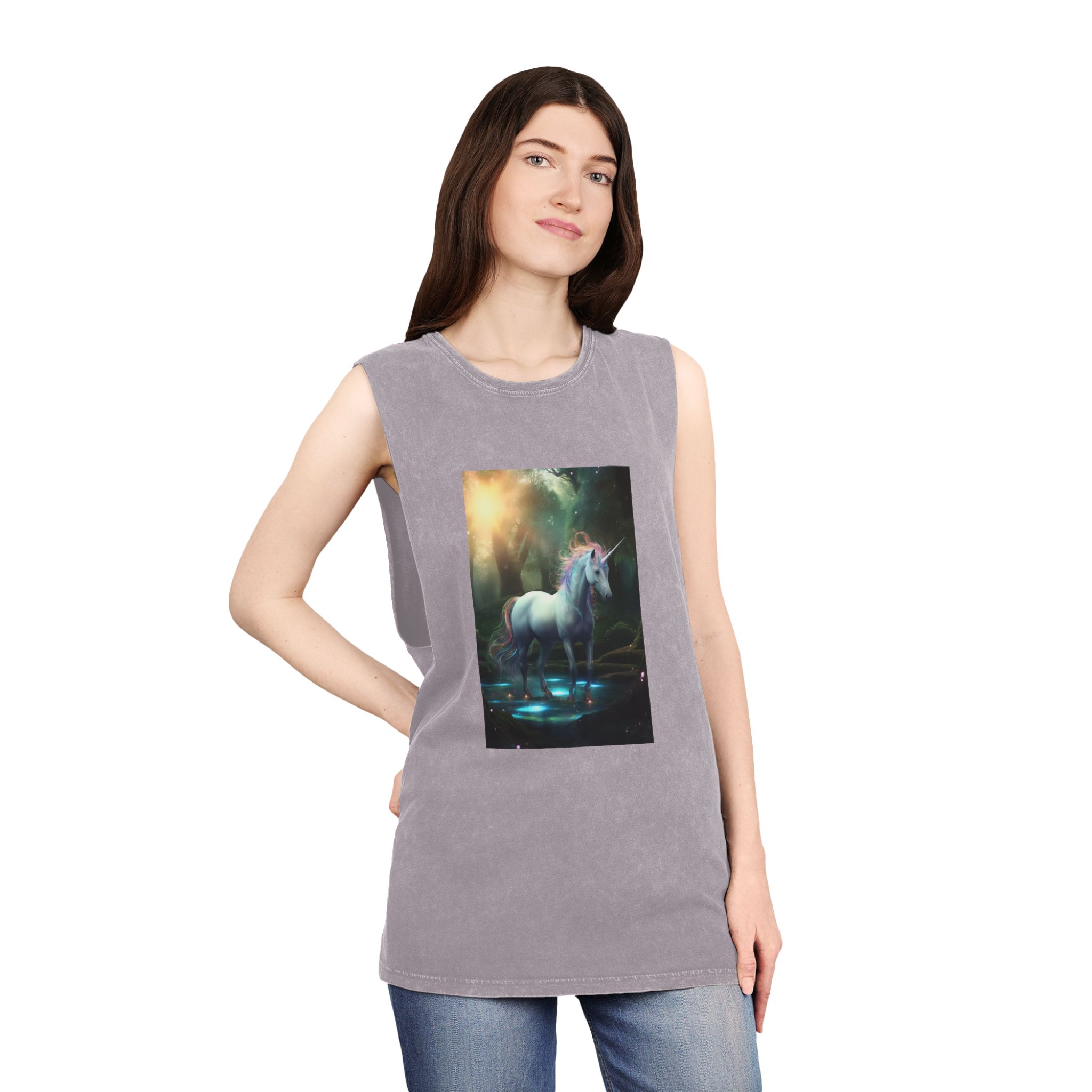 Magical Mythical Unicorn Creature 9 Unisex Stonewash Tank Top - Image 20