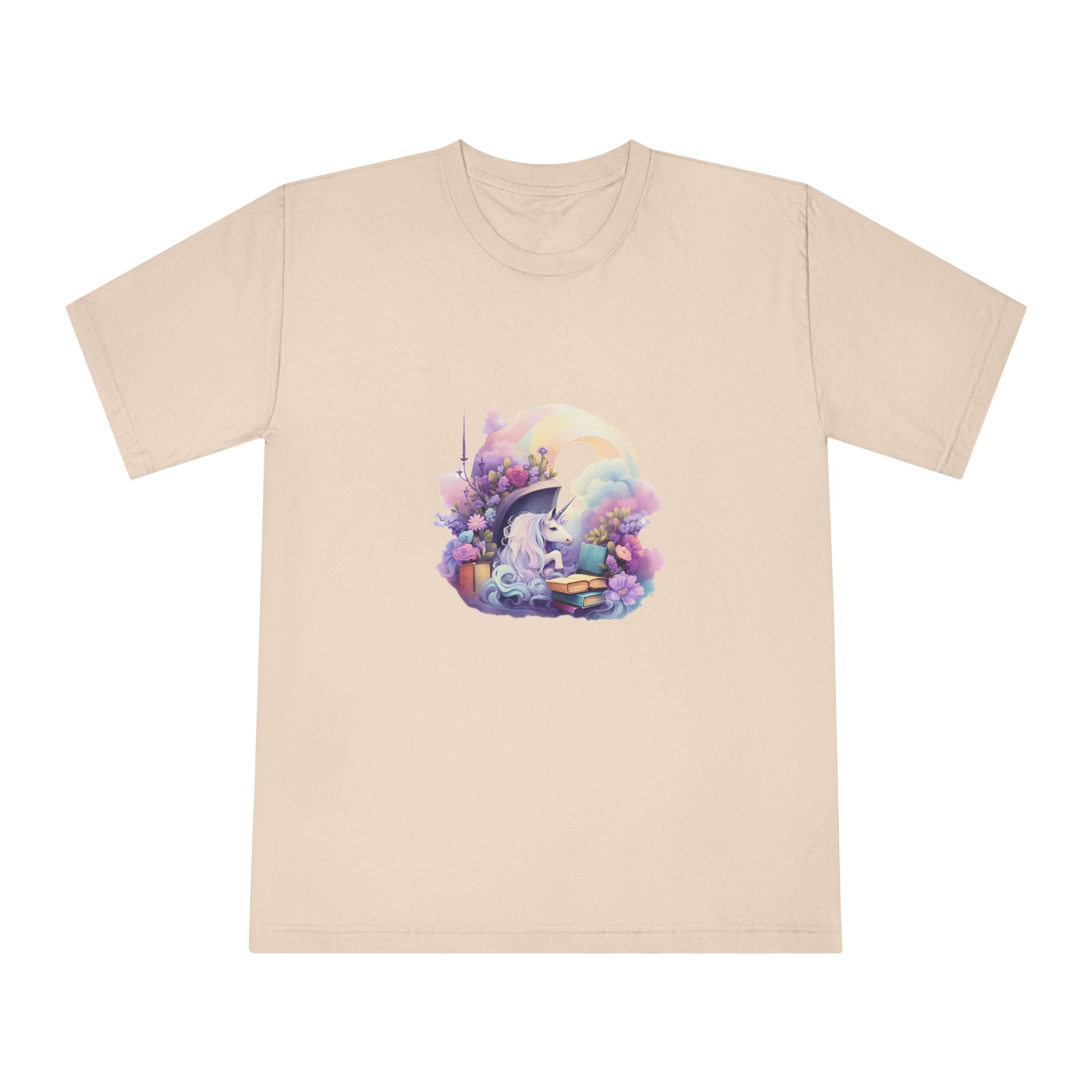 Watercolor Cozy Reading Book Set Hidden Realm Unicorns Fluffy Clipart Tshirt Isolated Unisex Classic Crewneck T Shirt - Image 9