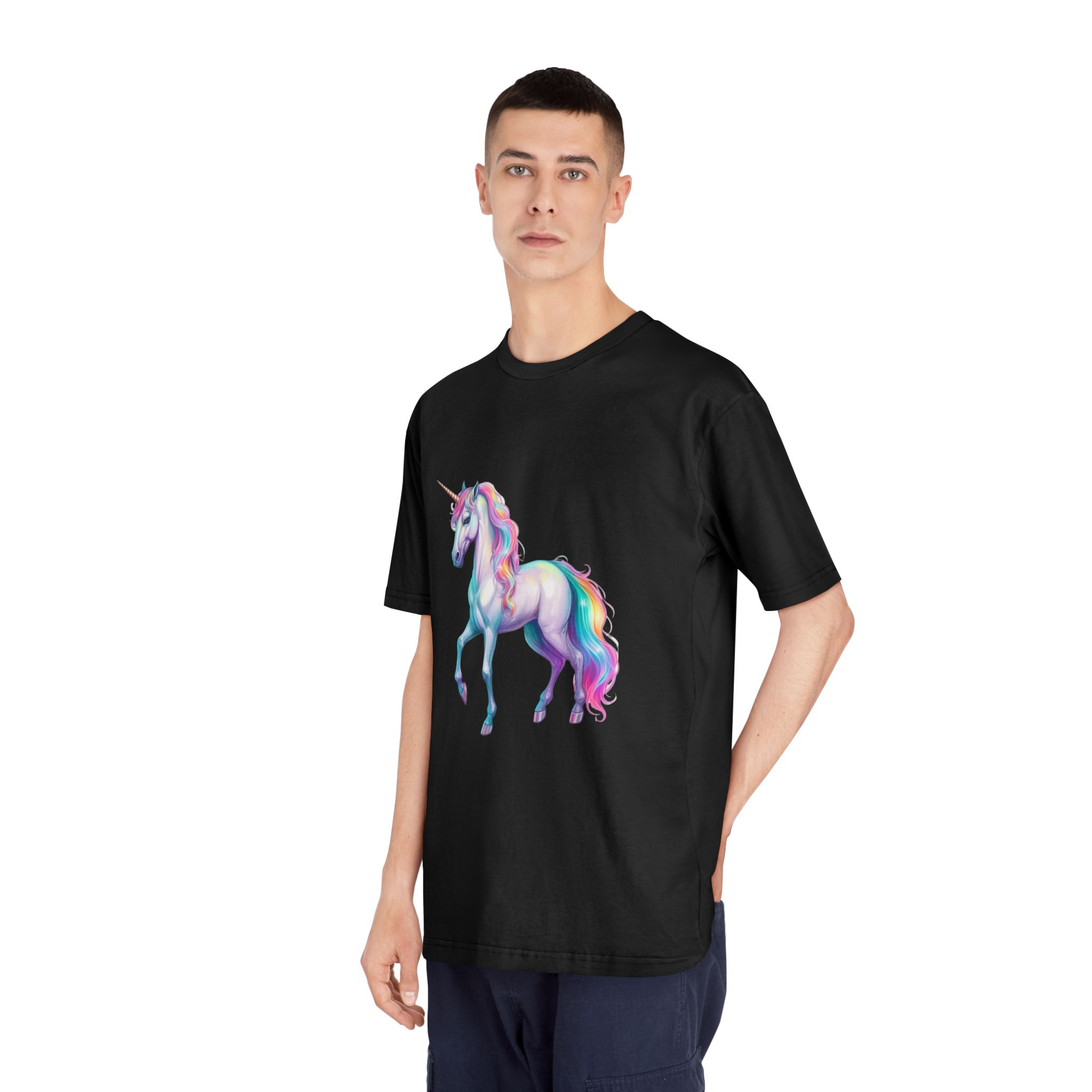 White Unicorn With Rainbow Mane Long Mane Generative Ai Fotor Bg Remover 20231203171019 Unisex Classic Crewneck T Shirt - Image 8