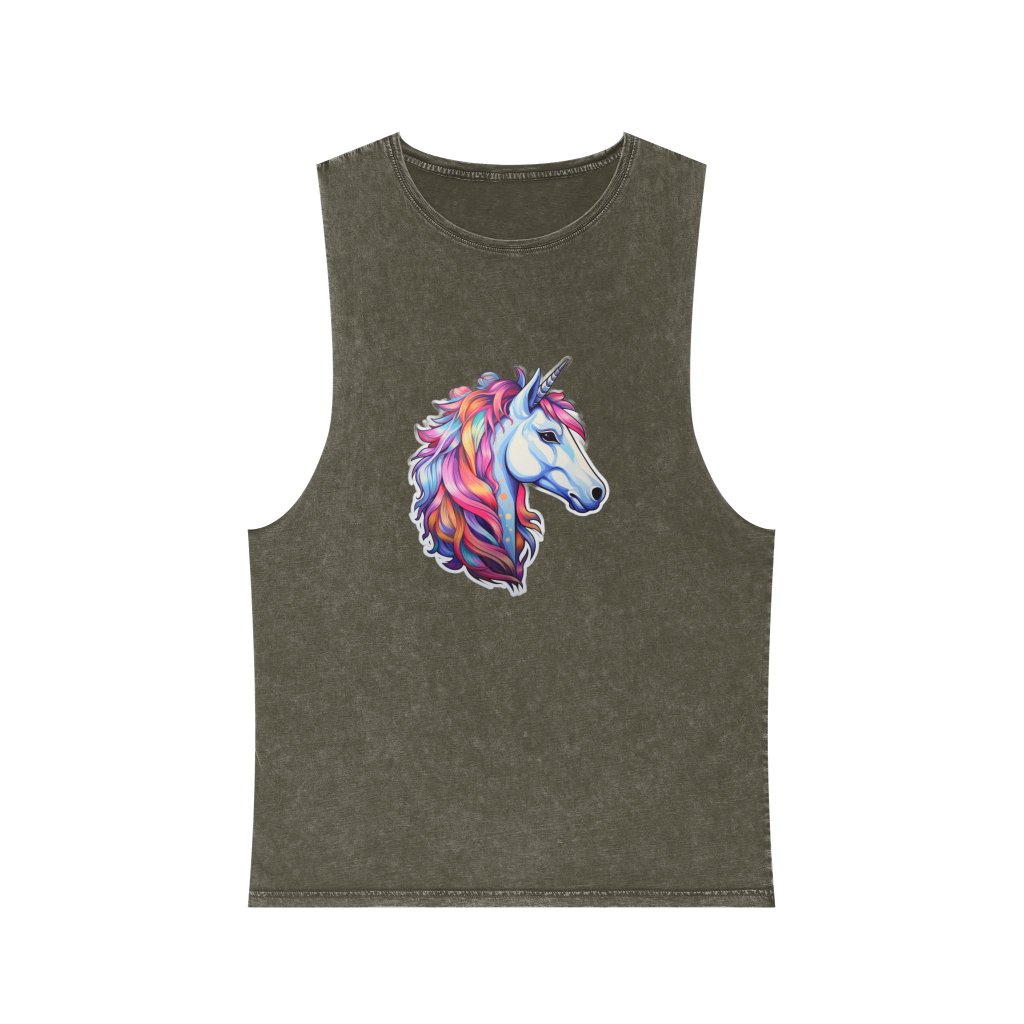 Sticker Unicorn Unisex Stonewash Tank Top - Image 5