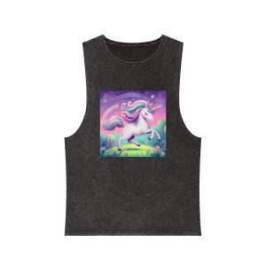 Beautiful Unicorn Running Magical Meadow Unicorn Background Images Whimsical Unicorn (47) Unisex Stonewash Tank Top