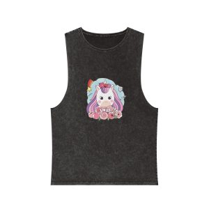 Love Unicorn Unisex Stonewash Tank Top