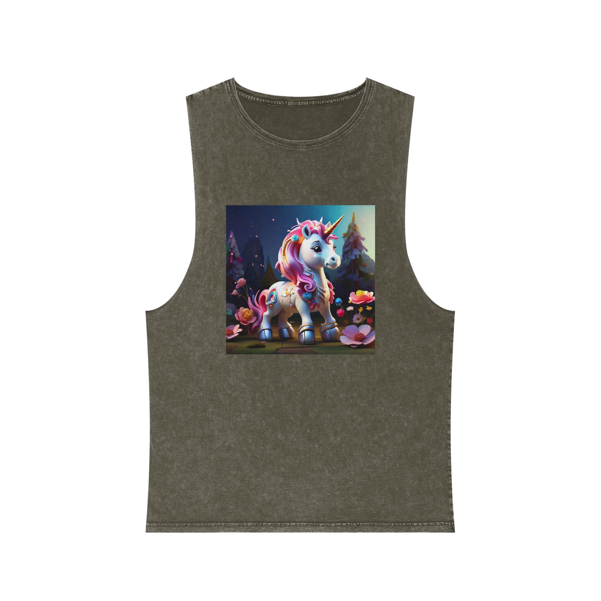Animated Unicorn Children Generated By Ai (16) Unisex Stonewash Tank Top - Image 5