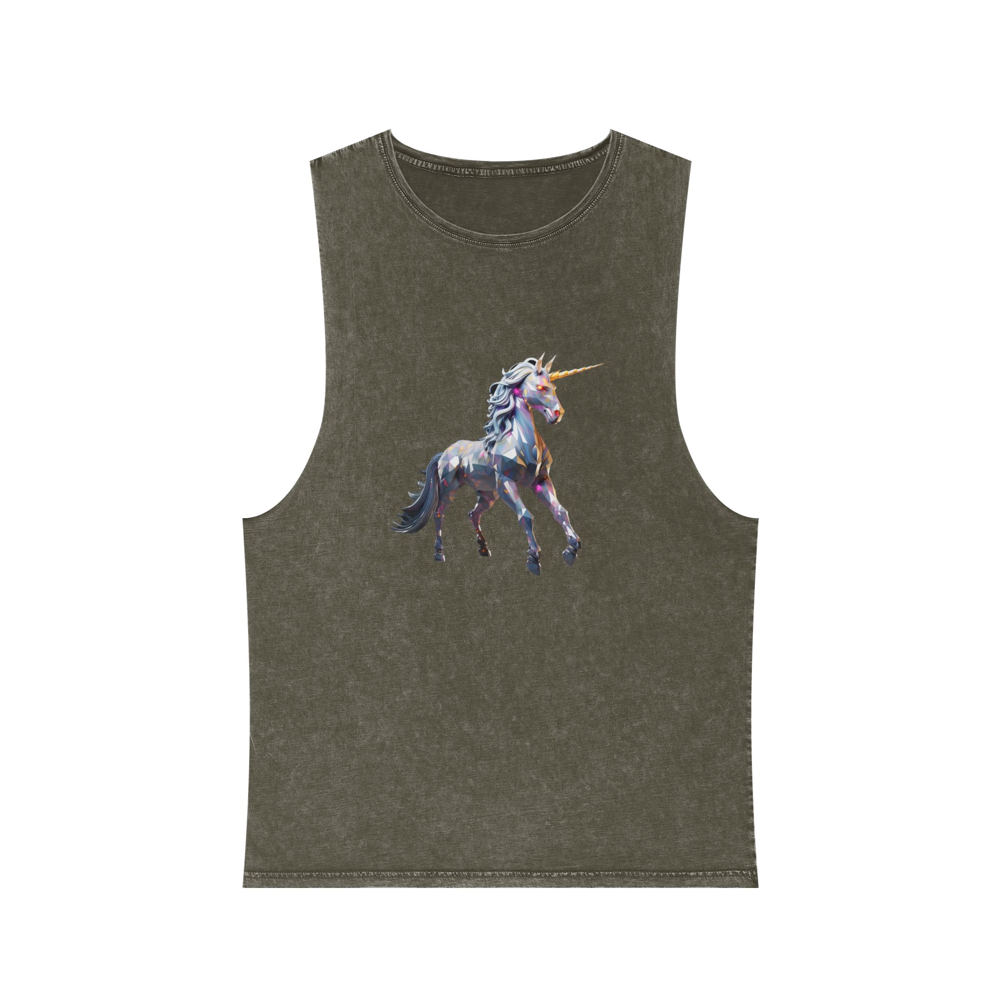 Mythical Unicorn Poly Style Unisex Stonewash Tank Top - Image 5
