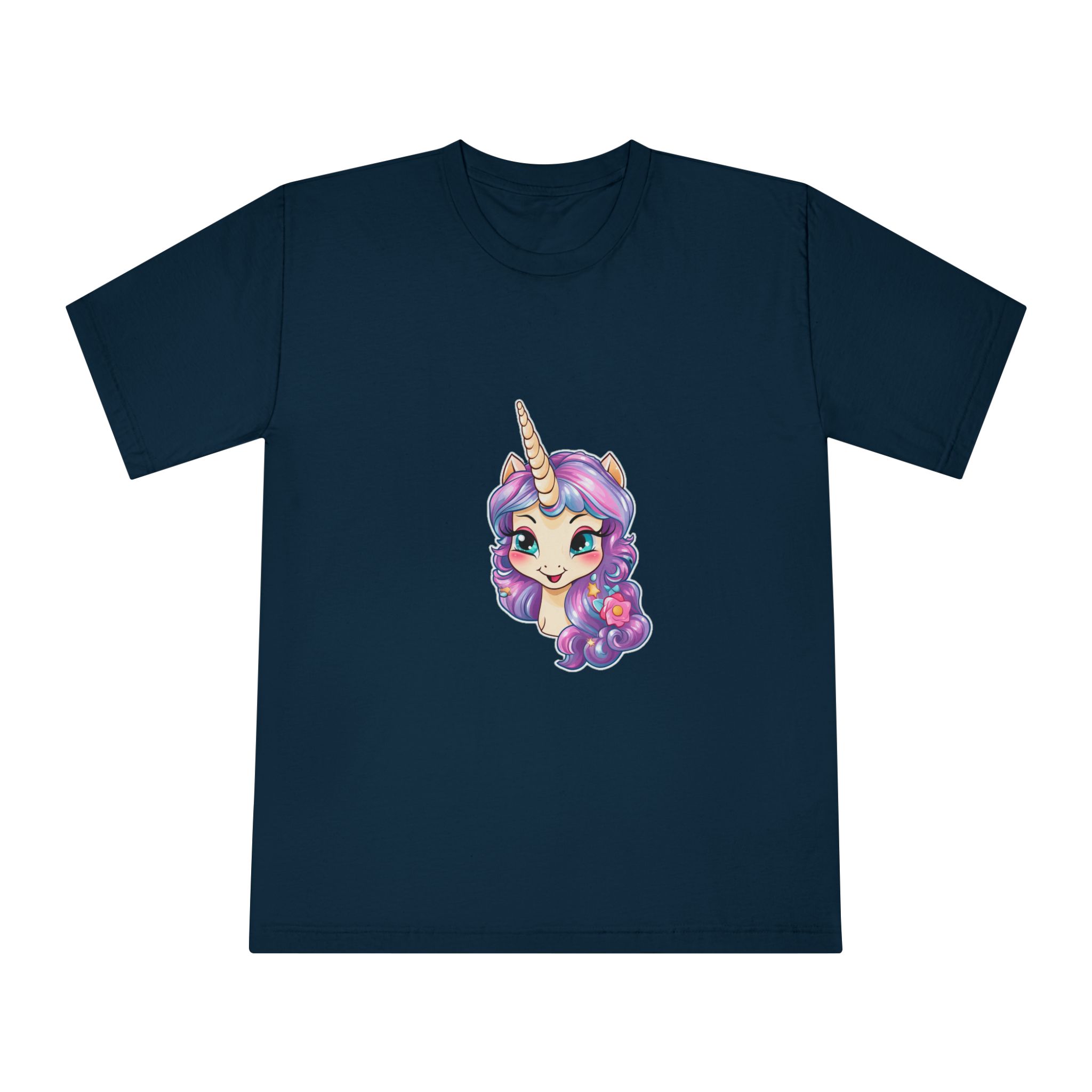 Cute Little Baby Unicorn With Rainbow Flowers Vector Illustration Set Generative Ai Unisex Classic Crewneck T Shirt - Image 17
