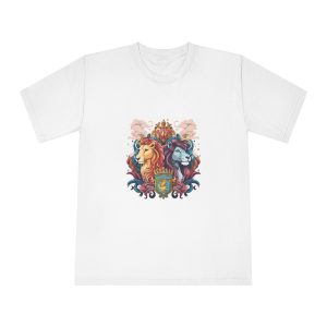 Magical Fantasy Poster With Unicorn Lion Medieval Theme Unisex Classic Crewneck T Shirt