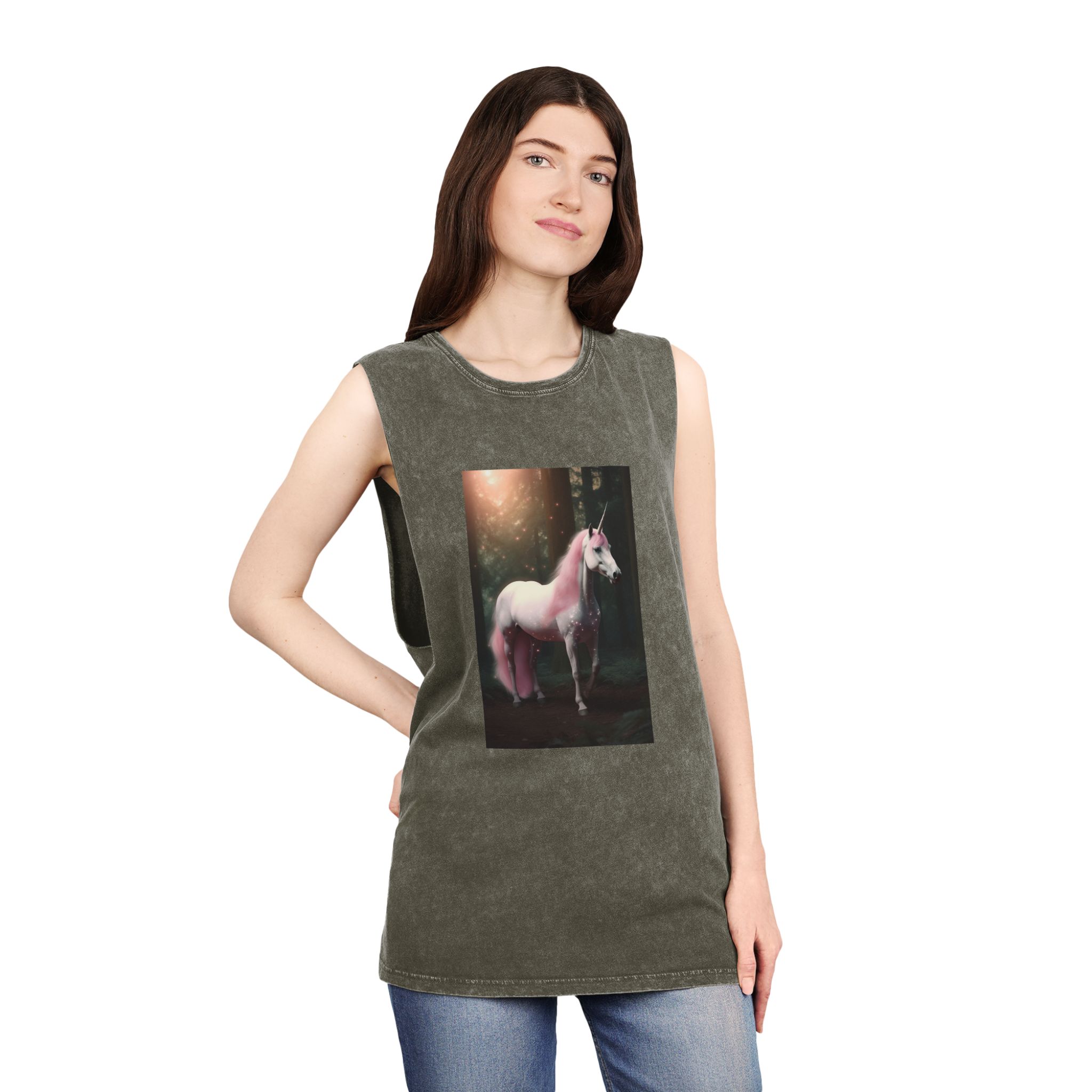 Magical Mythical Unicorn Creature Unisex Stonewash Tank Top - Image 8
