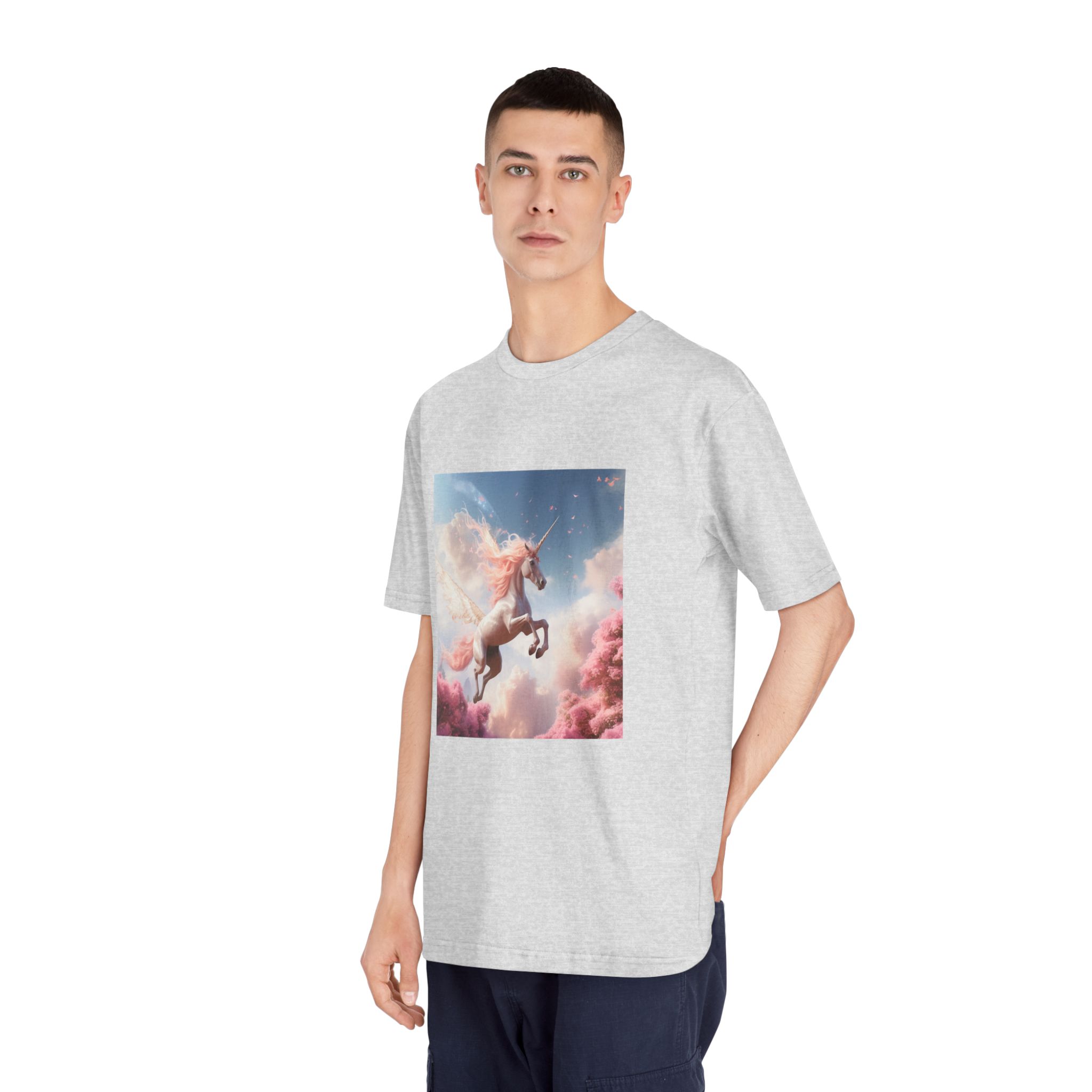 Unicorn With Pink Mane Flying Through Sky With Pink Trees Generative Ai Unisex Classic Crewneck T Shirt - Image 16