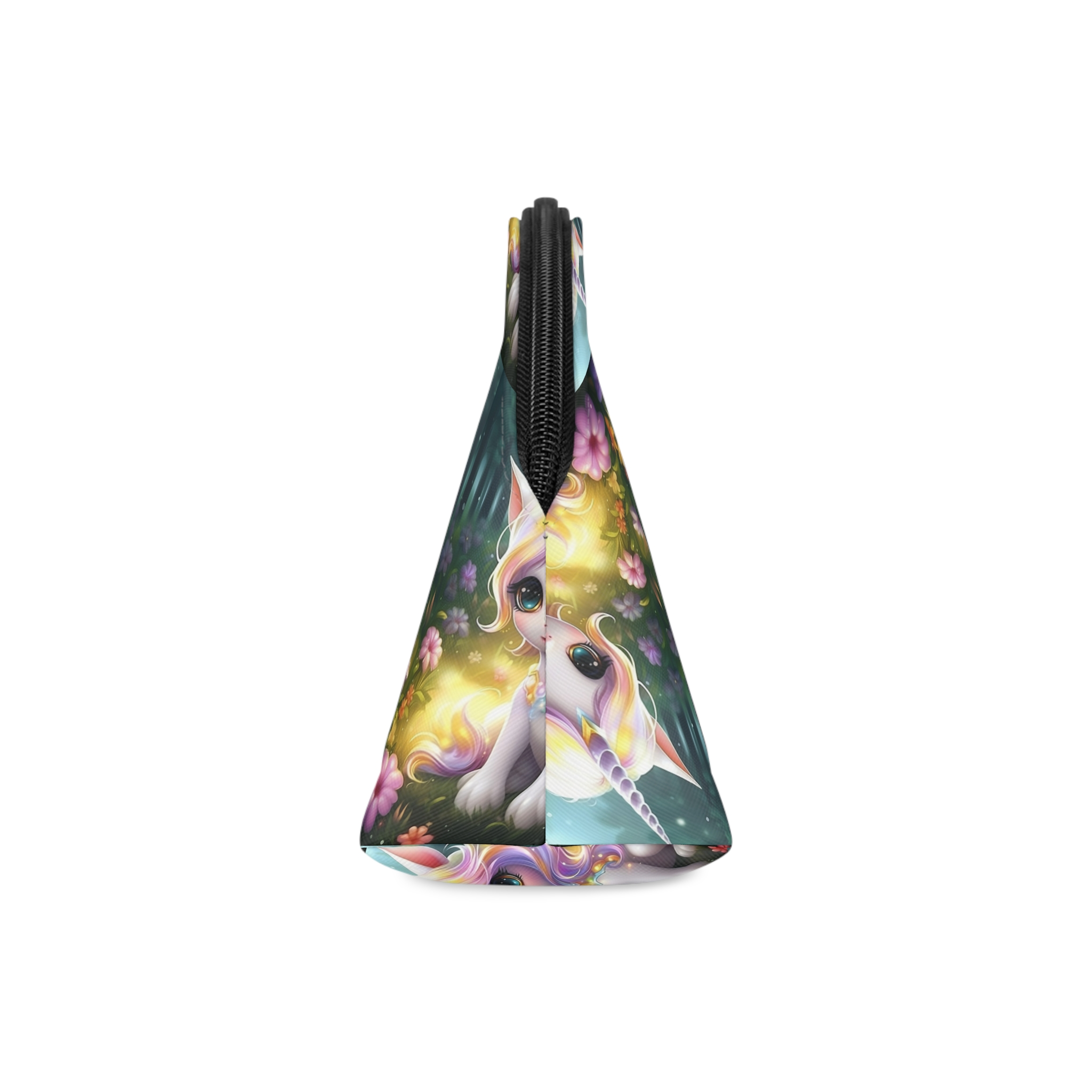 Unicorn Sitting Grass With Flowers Trees Background Generative Ai Makeup Bag - Image 4