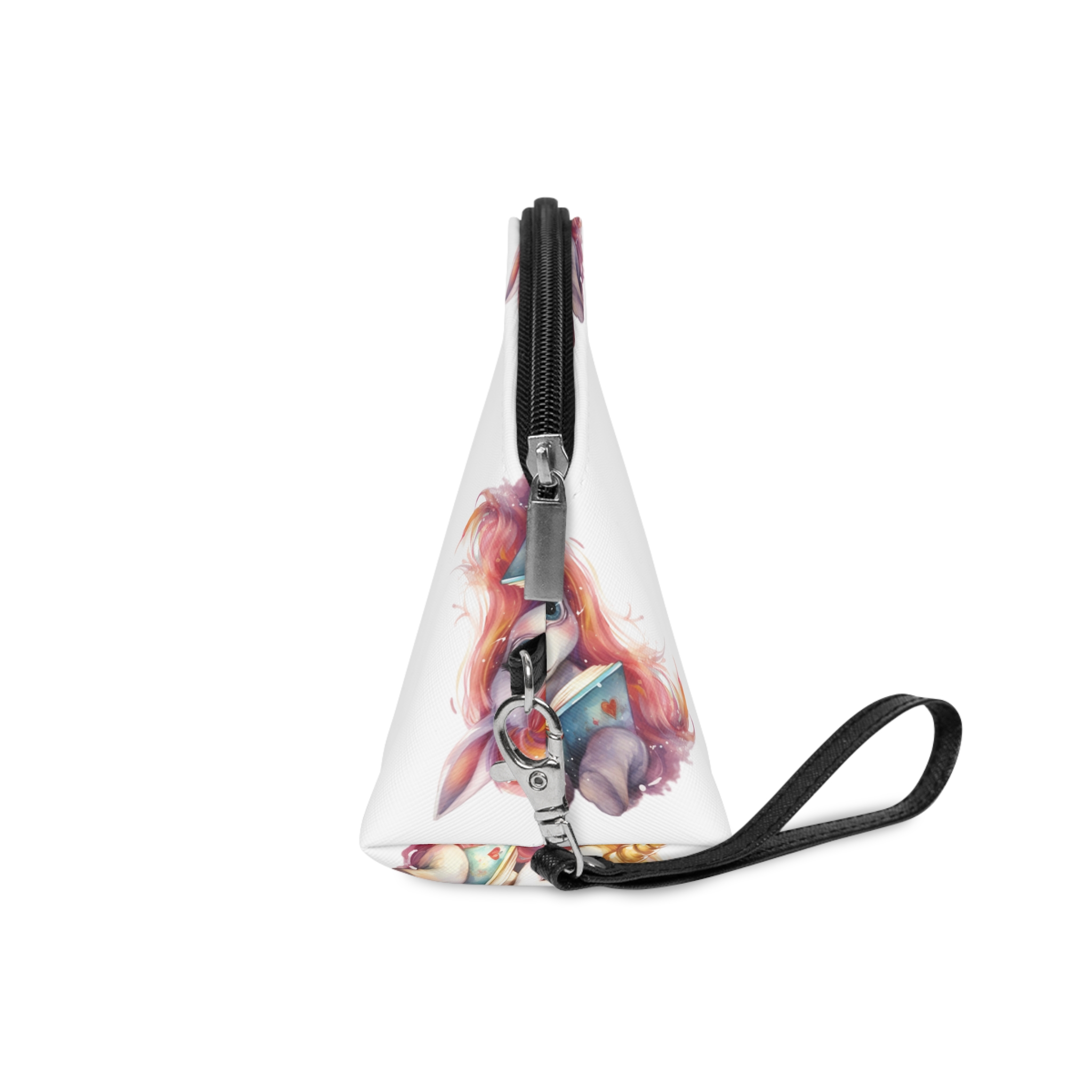 Unicorn Reading Book With Unicorn Horn Her Head Generative Ai Makeup Bag - Image 3
