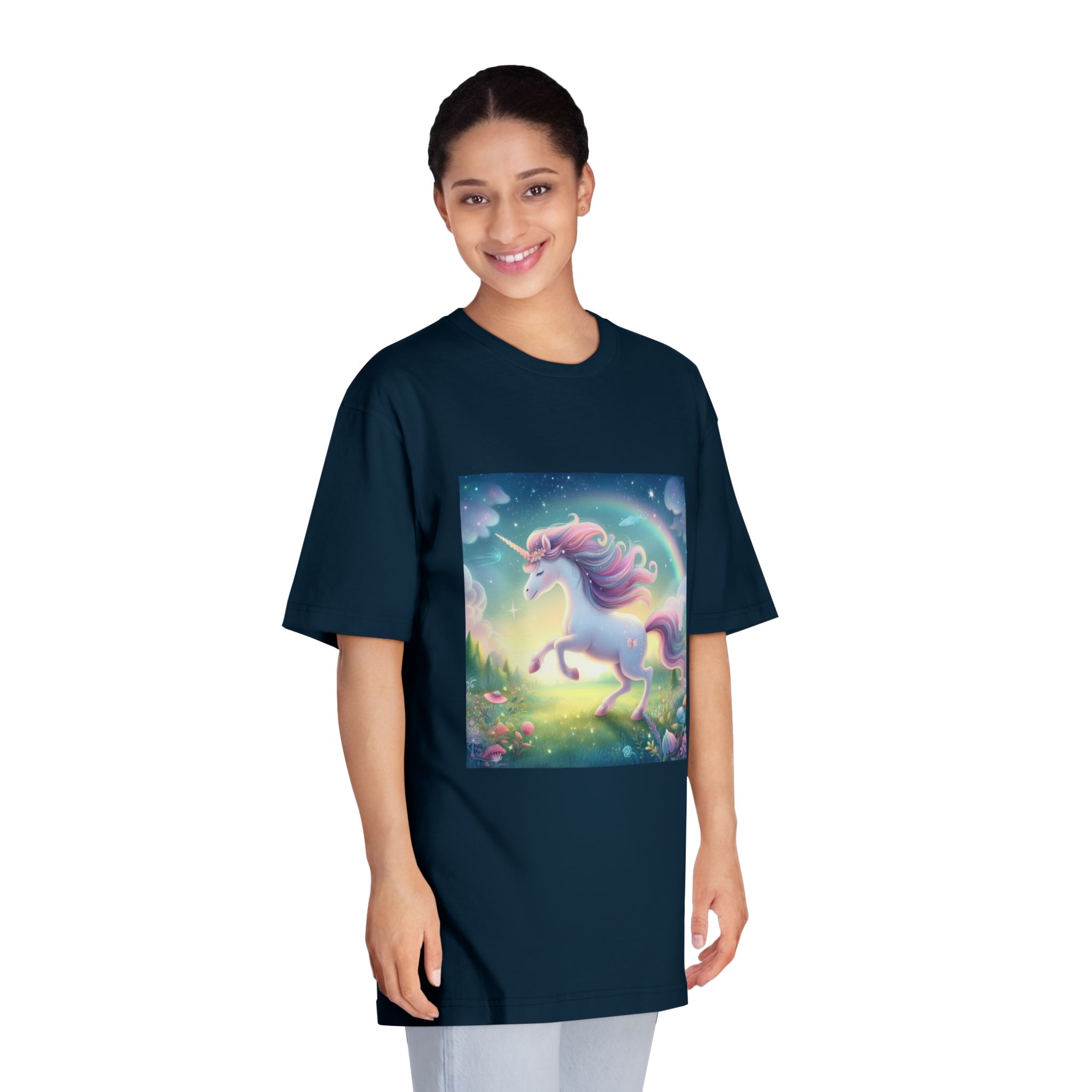Beautiful Unicorn Running Magical Meadow Unicorn Background Images Whimsical Unicorn (21) Unisex Classic Crewneck T Shirt - Image 19