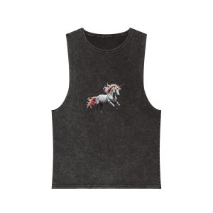 Beautiful Unicorn Running Magical Meadow Unicorn Background Images Whimsical Unicorn (50) Unisex Stonewash Tank Top
