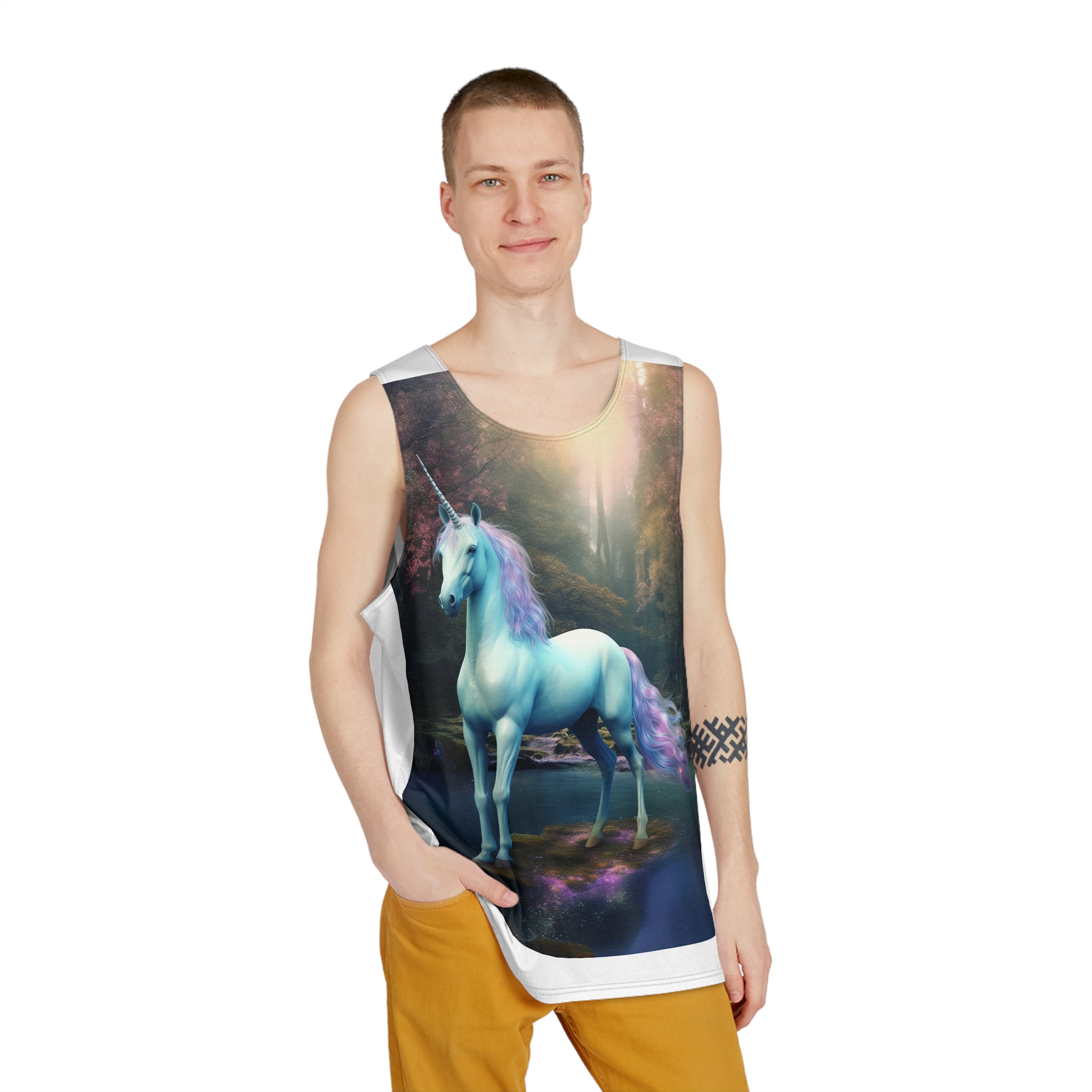 Magical Mythical Unicorn Creature 11 Mens Tank Aop - Image 3
